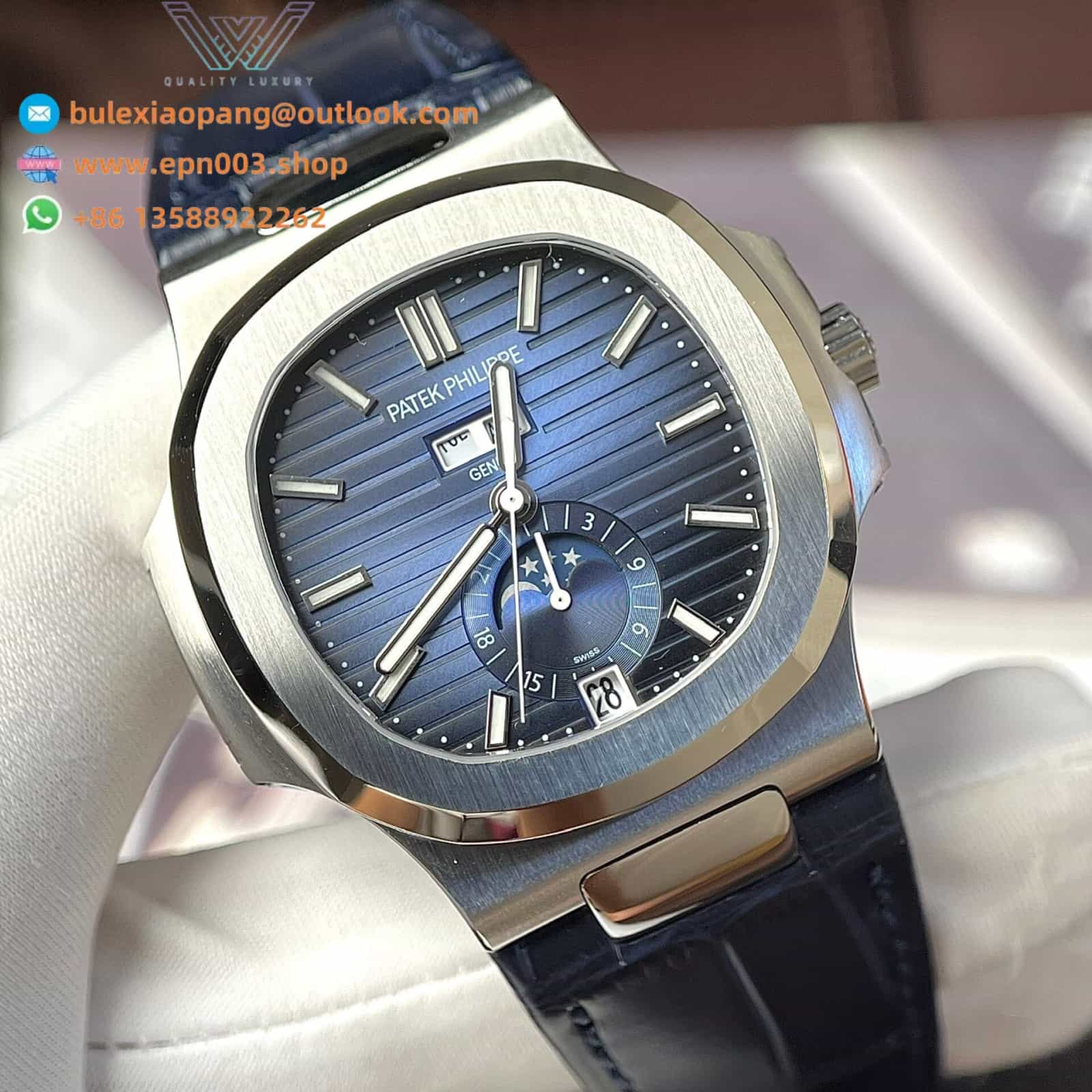 Nautilus 5726G Blue Leather Strap 40.5mm Men Watch