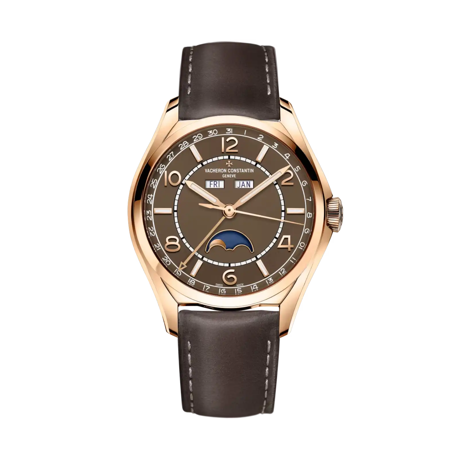 Fiftysix Complete Calendar Pink Rose Gold Brown Dial 4000e/000r-B065 - Brand New 40mm Men Watch
