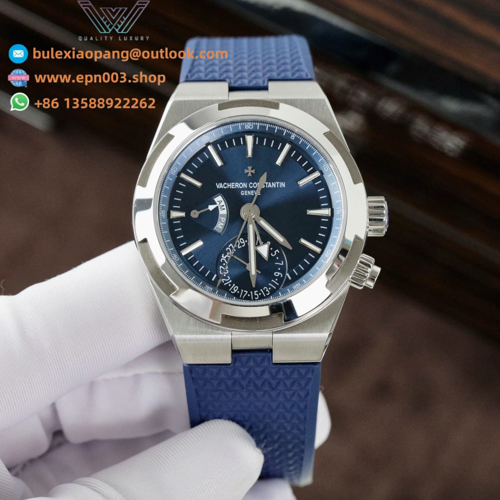 Overseas Dual Time 7900V Blue PZ 41mm Men Watch