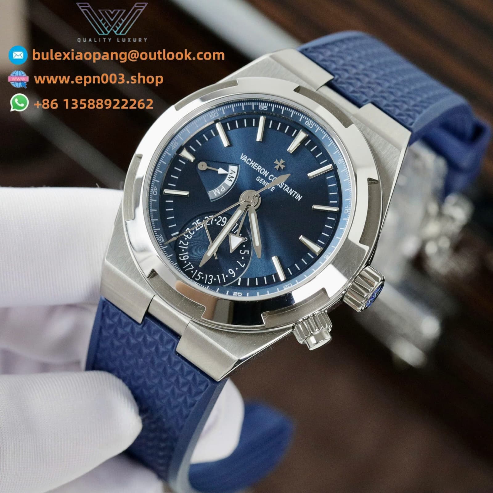 Overseas Dual Time 7900V Blue PZ 41mm Men Watch