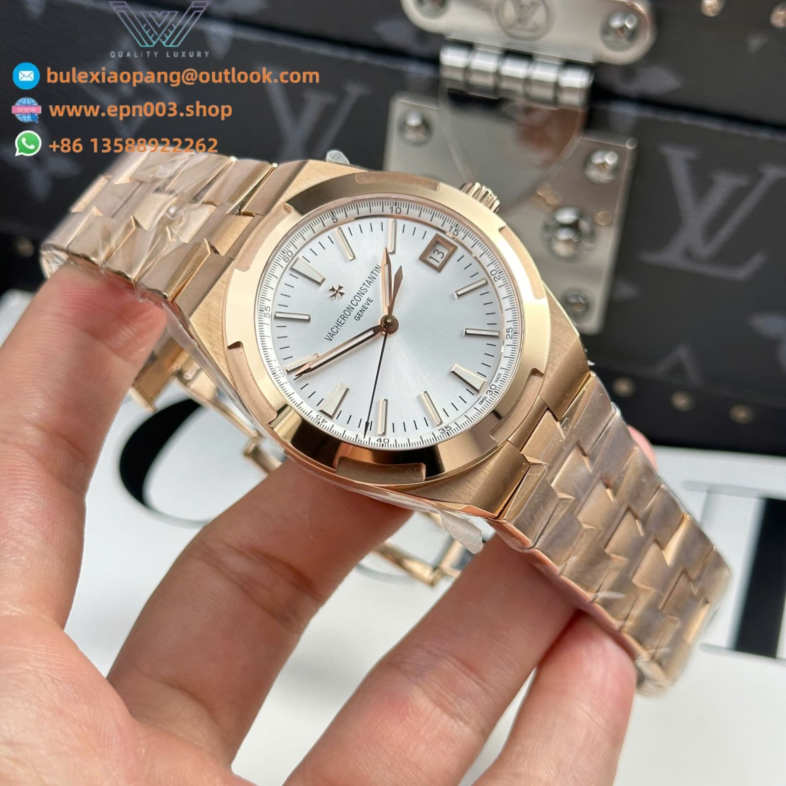 Overseas 4500V Rose Gold Watch White Dial 41mm Men Watch