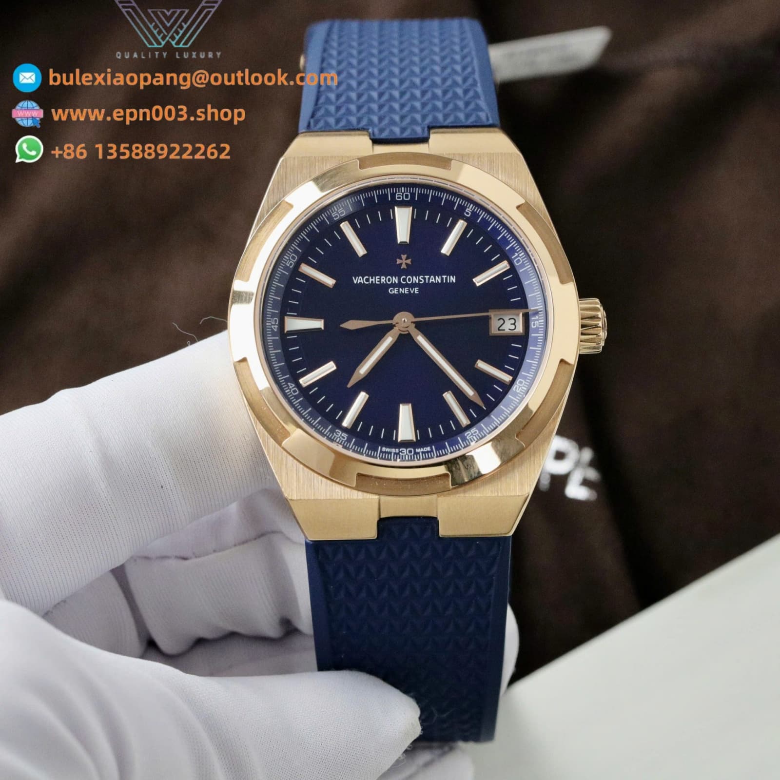 Overseas 4500V Dial Blue Best Watch Gold Wrapped 41mm Men Watch