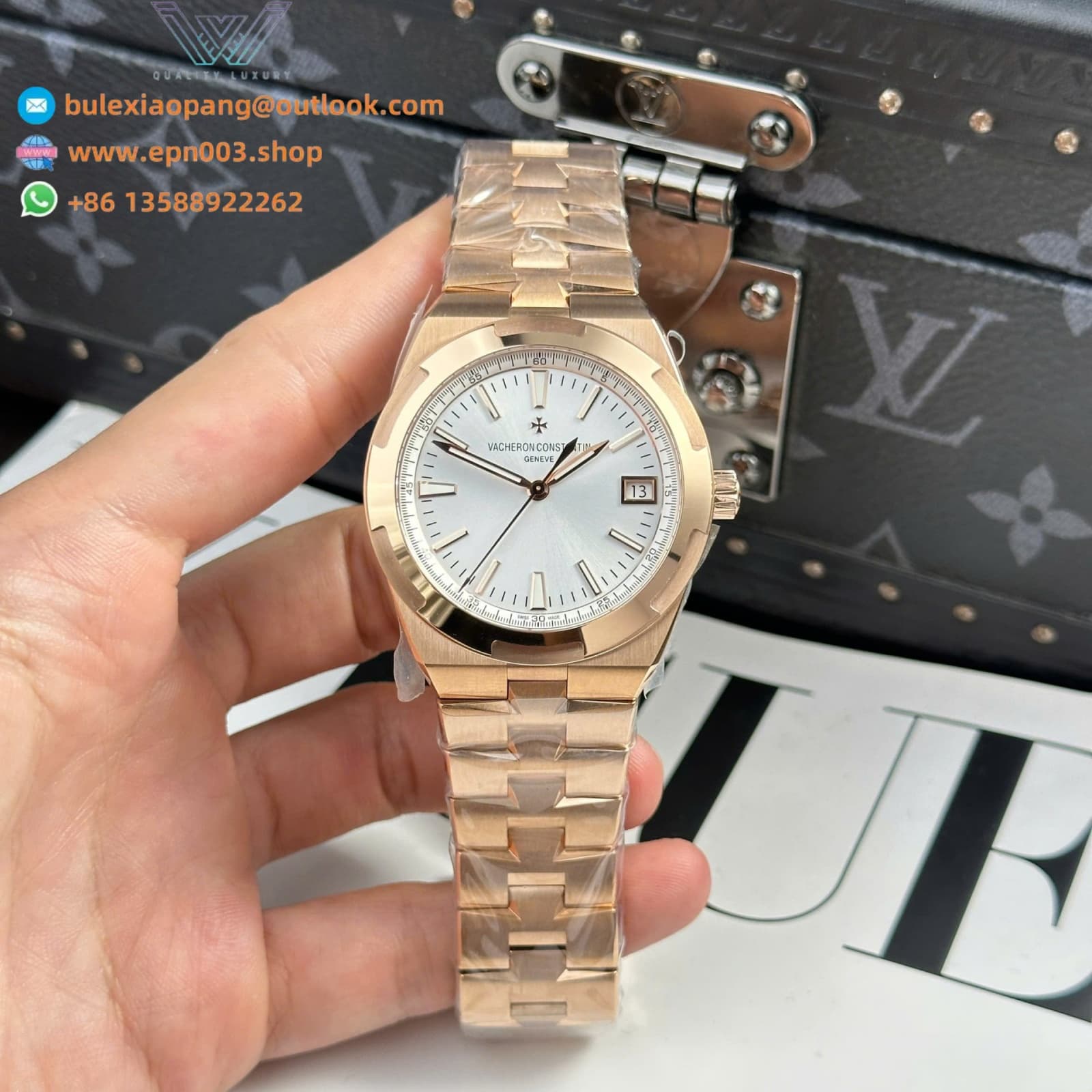 Overseas 4500V Rose Gold Watch White Dial 41mm Men Watch
