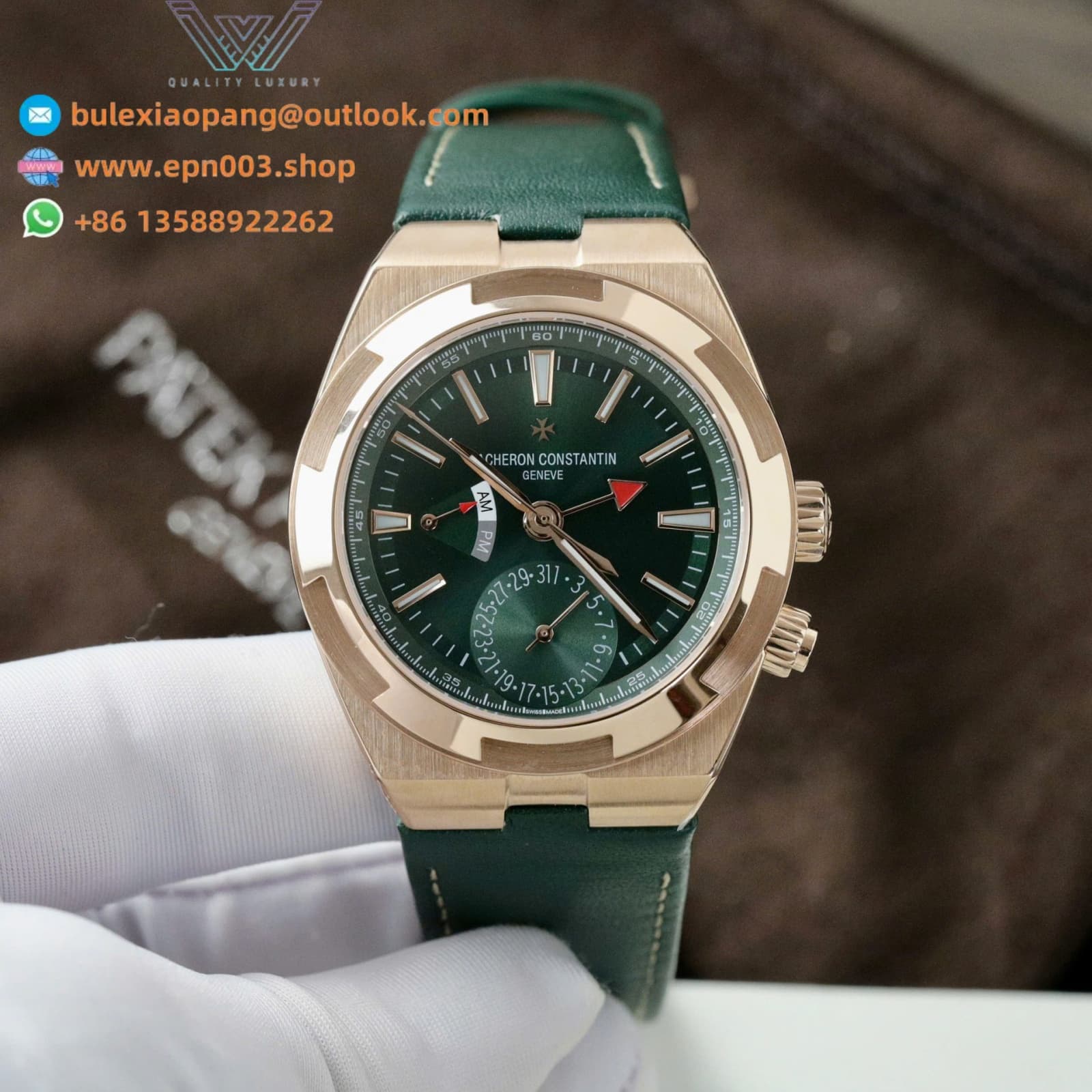 Overseas Dual Time 7900V Green 41mm Men Watch