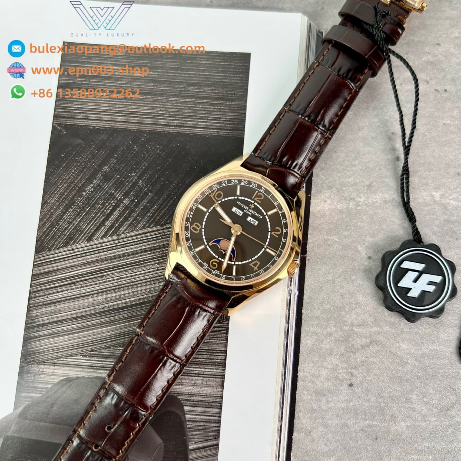 Fiftysix Complete Calendar Rose Pink Gold Brown Dial 4000E/000R-B065 40mm Men Watch