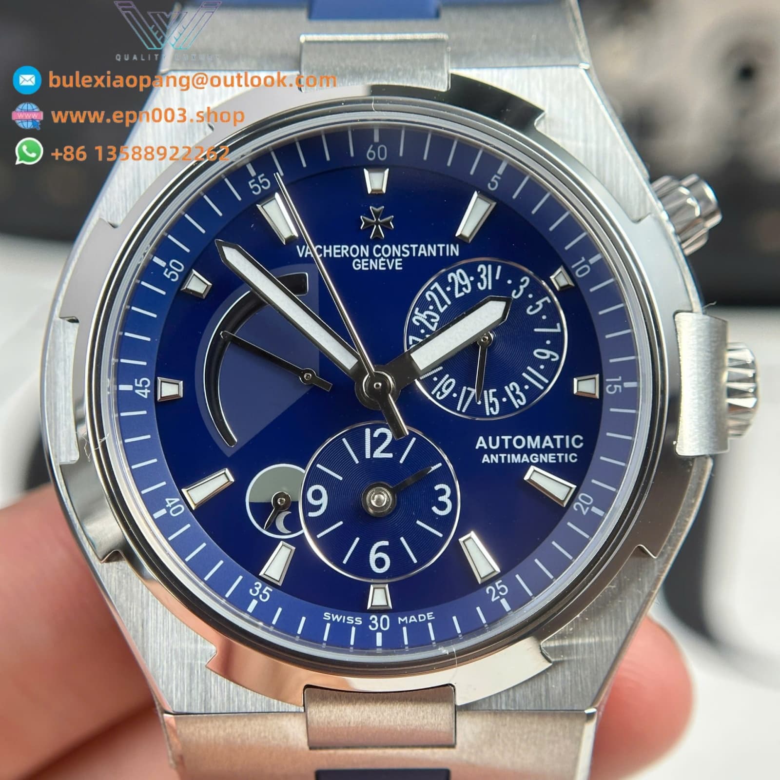 Overseas Dual Time 47450 Blue 42mm Men Watch