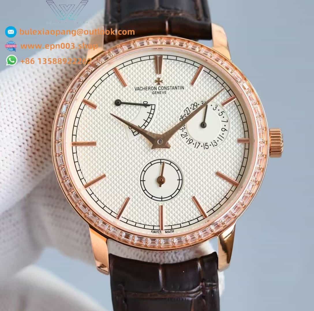 Traditionnelle Manual-Winding Date and Power Reserve Pink Gold 41mm Men Watch