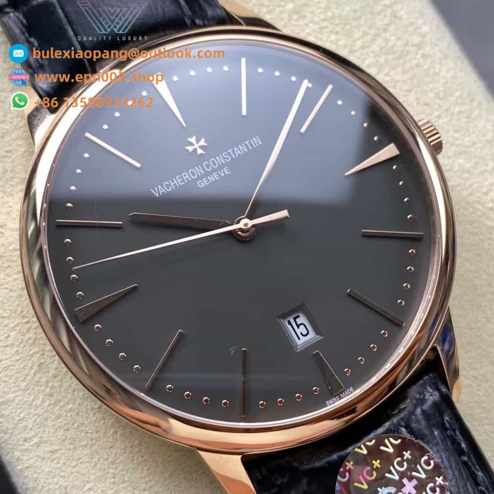 Patrimony Black Dial Pink Gold 40mm Men Watch