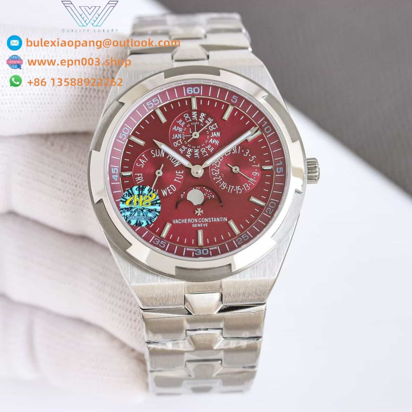 Overseas Perpetual Calendar 18ct White Gold Burgundy Dial 41.5mm Men Watch
