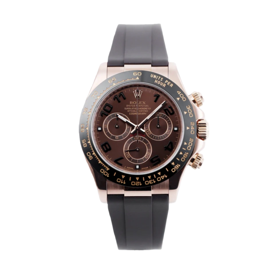 Cosmograph Daytona Rose Gold Chocolate Arabic Dial Rubber Strap 116515ln 40mm