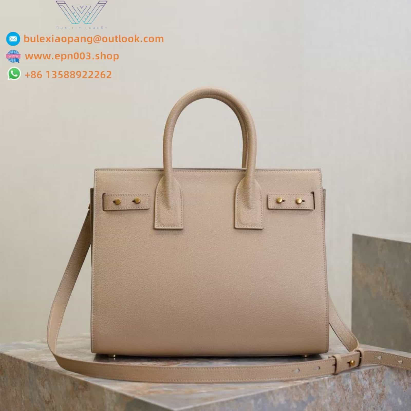 SAC DE JOUR THIN LARGE BAG IN GRAINED LEATHER KHAKI