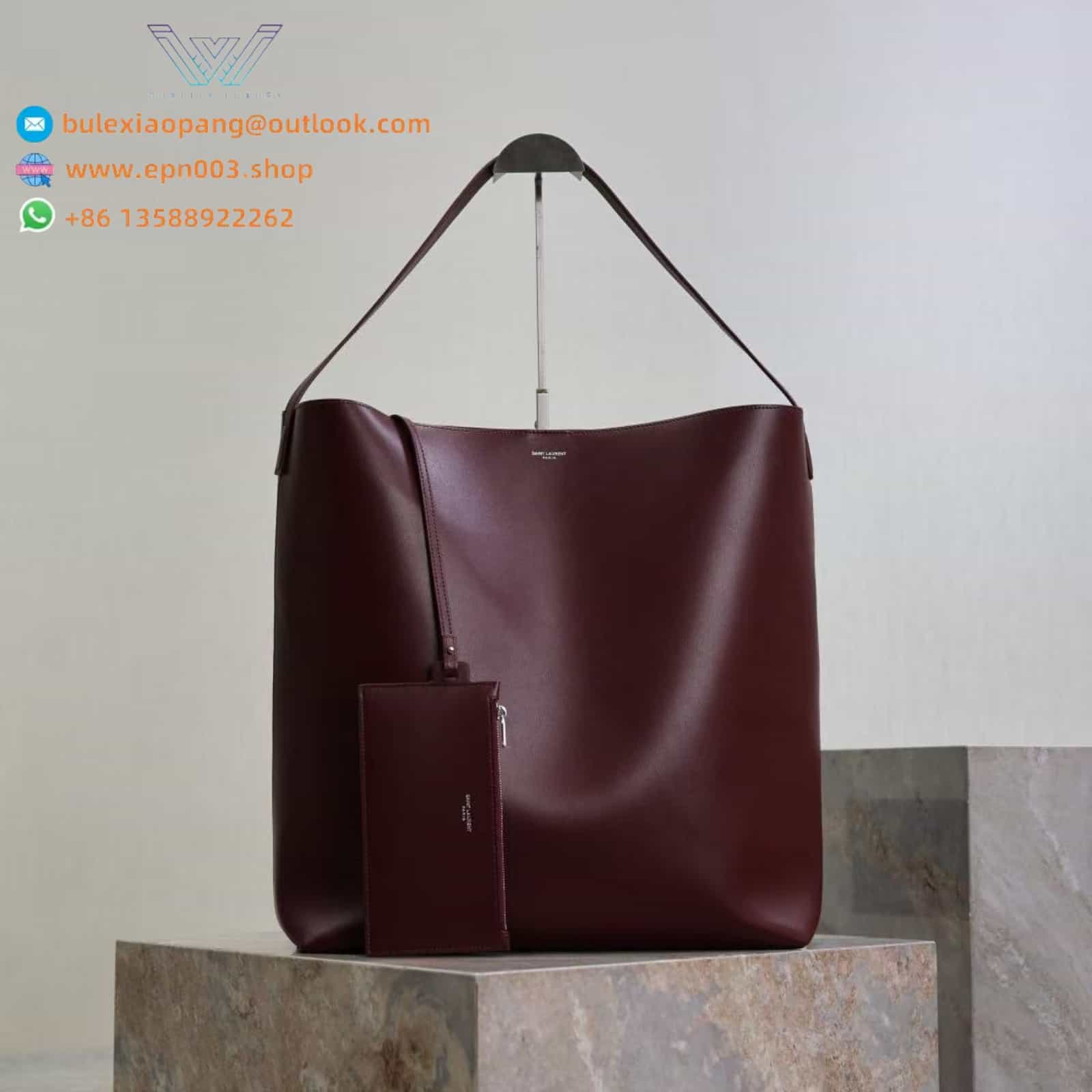 SAINT LAURENT PARIS BOLD HOBO BAG IN SMOOTH LEATHER HOT WINE - 845383AAFHJ6195
