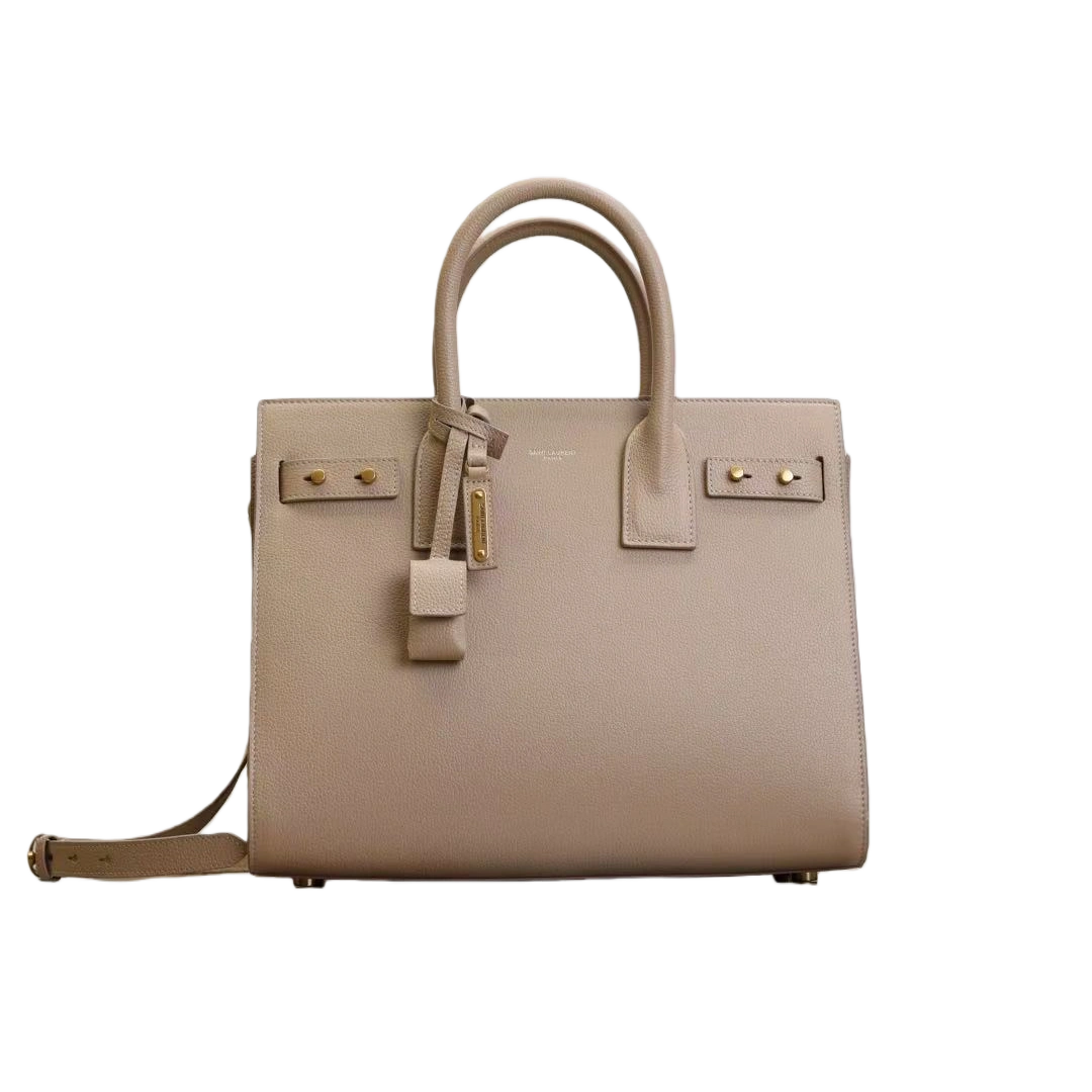 SAC DE JOUR THIN LARGE BAG IN GRAINED LEATHER KHAKI