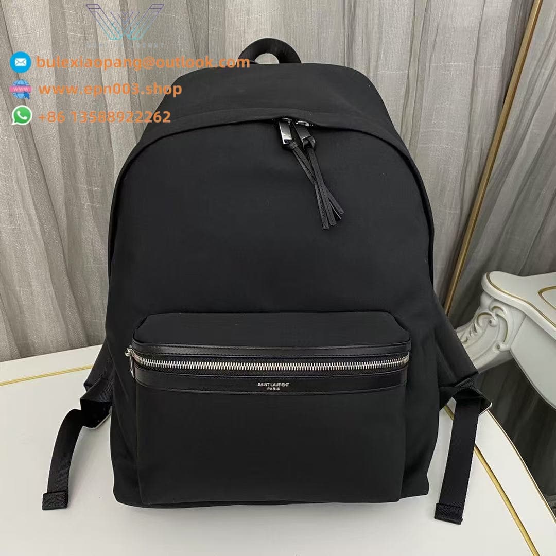 BACKPACKS CITY BACKPACK IN CANVAS, NYLON AND LEATHER BLACK - 534967FAEYY1000