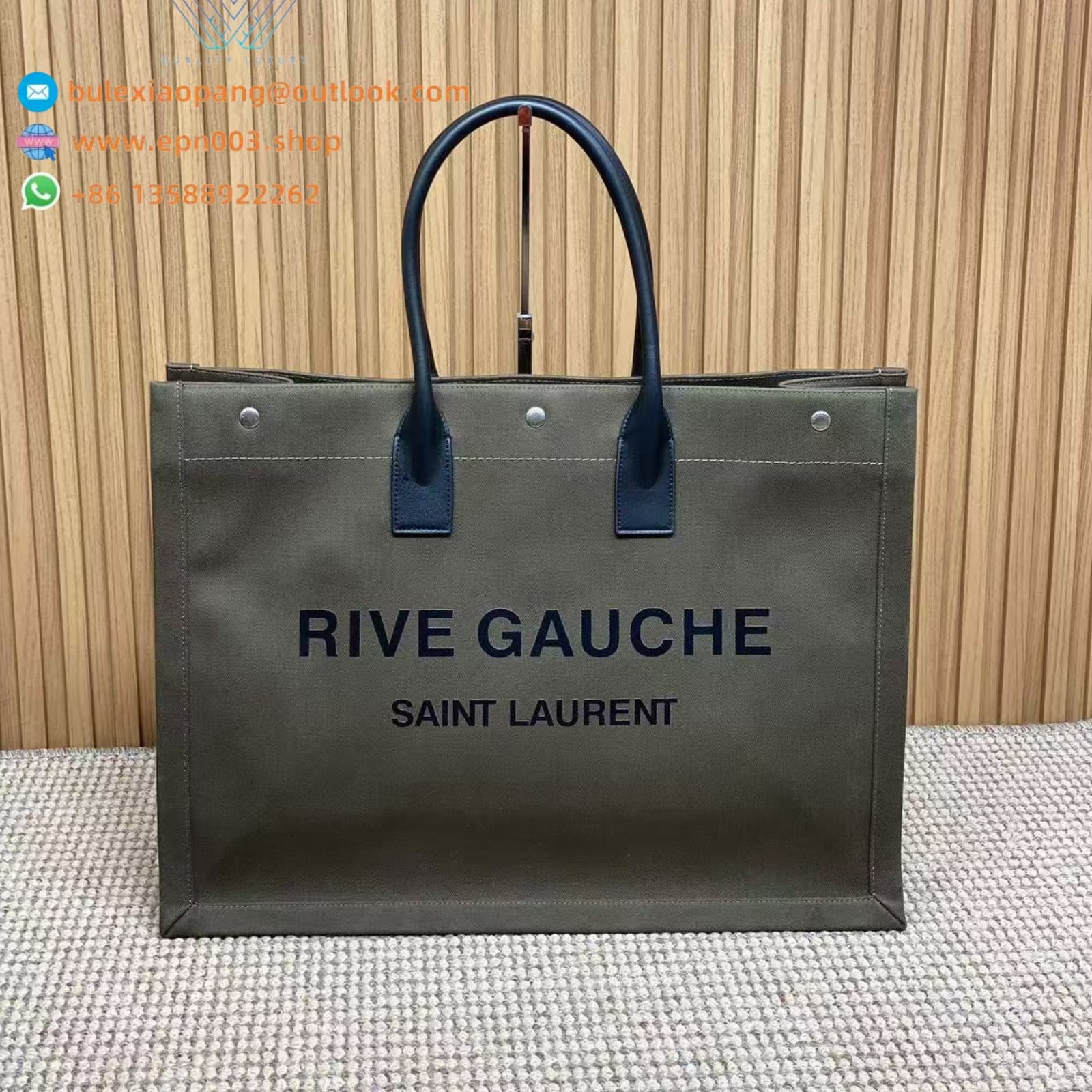 RIVE GAUCHE LARGE TOTE BAG IN SMOOTH LEATHER Green - 587273CWTFE1000