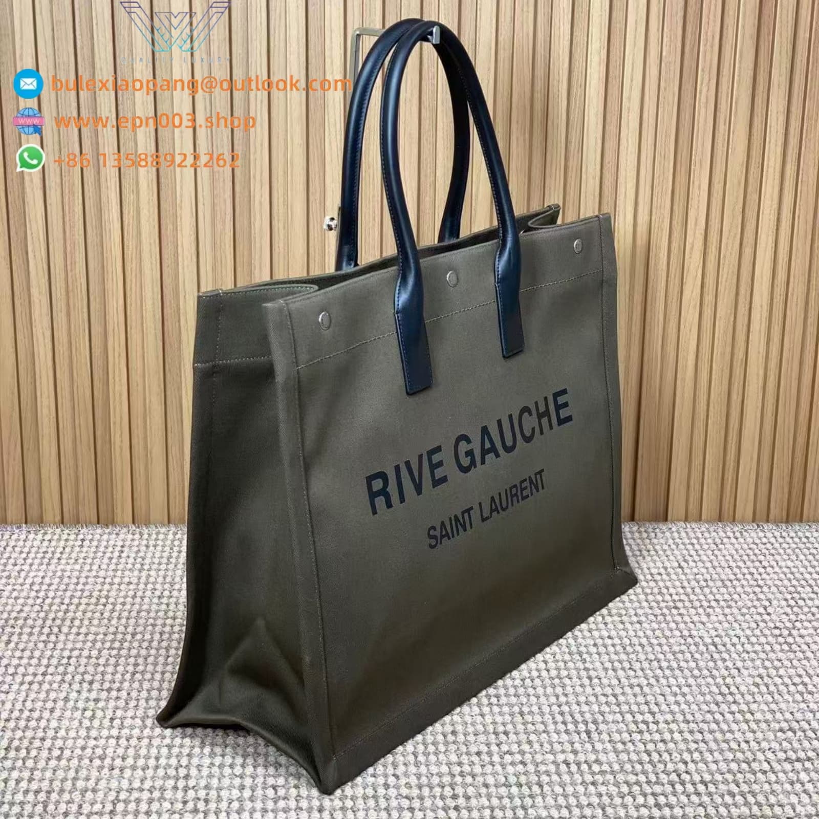 RIVE GAUCHE LARGE TOTE BAG IN SMOOTH LEATHER Green - 587273CWTFE1000
