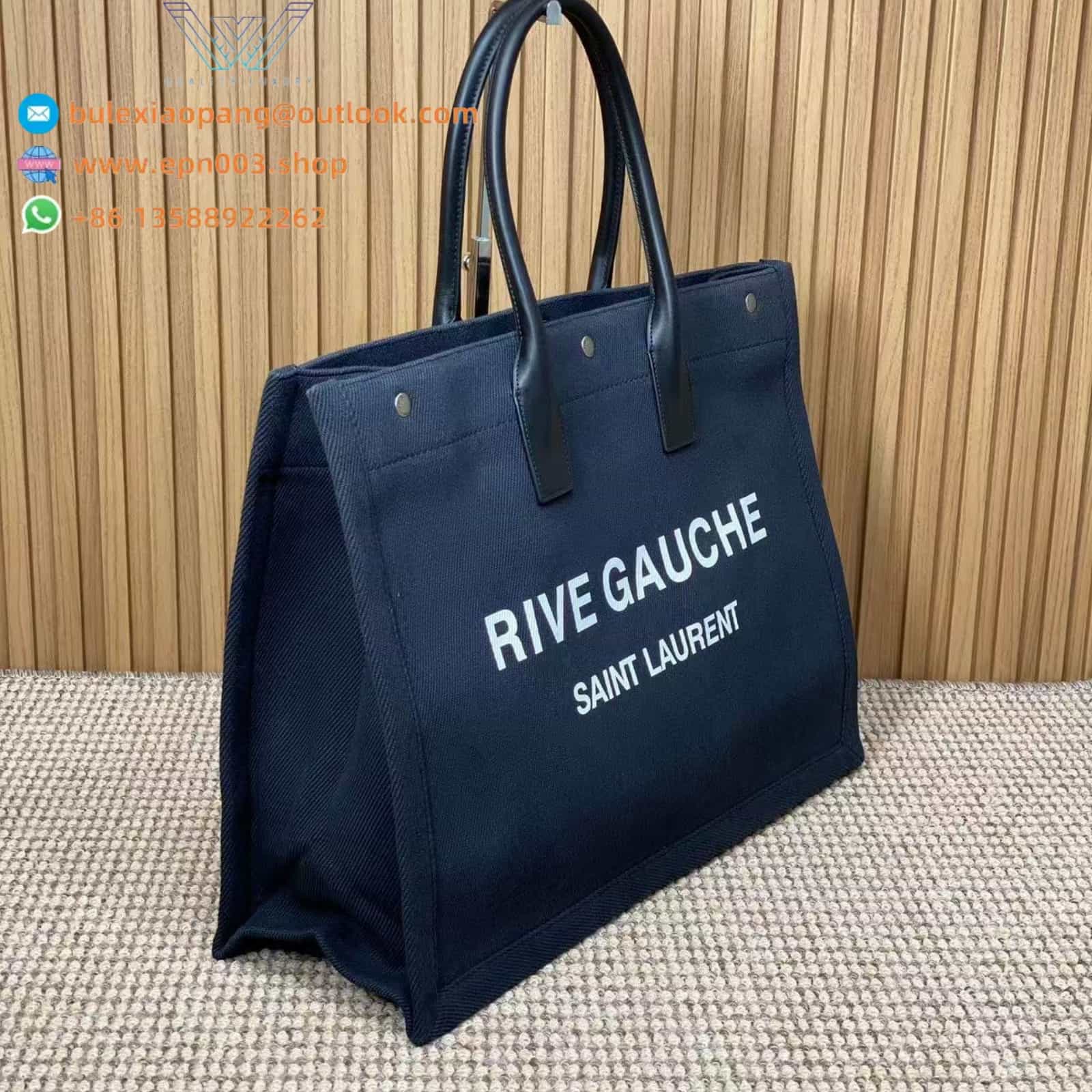 RIVE GAUCHE LARGE TOTE BAG IN SMOOTH LEATHER BLUE - 587273CWTFE1000