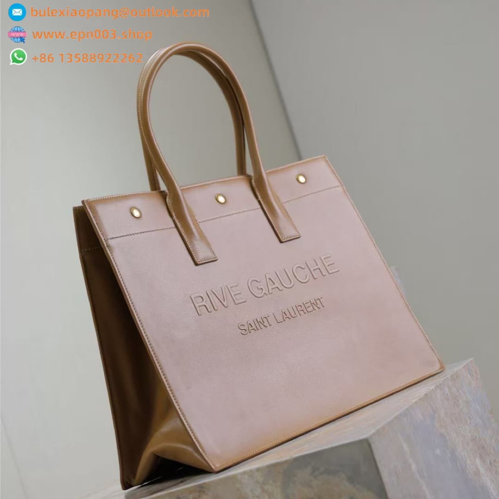 RIVE GAUCHE LARGE TOTE BAG IN SMOOTH LEATHER BROWN OX BAG - 587273CWTFE1000