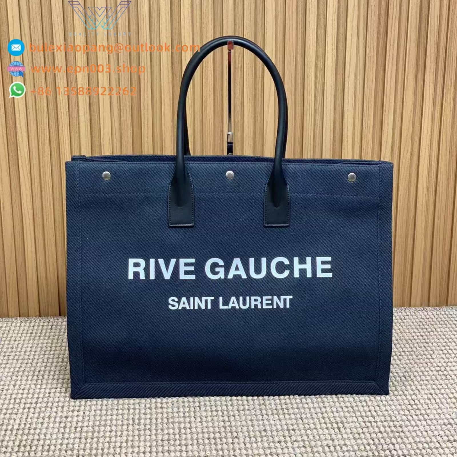 RIVE GAUCHE LARGE TOTE BAG IN SMOOTH LEATHER BLUE - 587273CWTFE1000