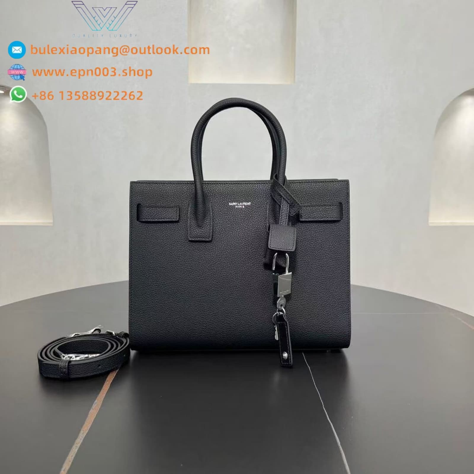 SAC DE JOUR IN GRAINED LEATHER - NANO/BABY BLACK - 392035B681N1000