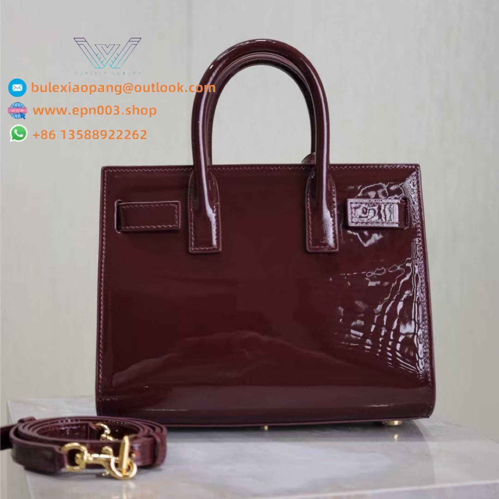 SAC DE JOUR IN PATENT LEATHER - NANO DARK RED WINE - 398711B870W6413