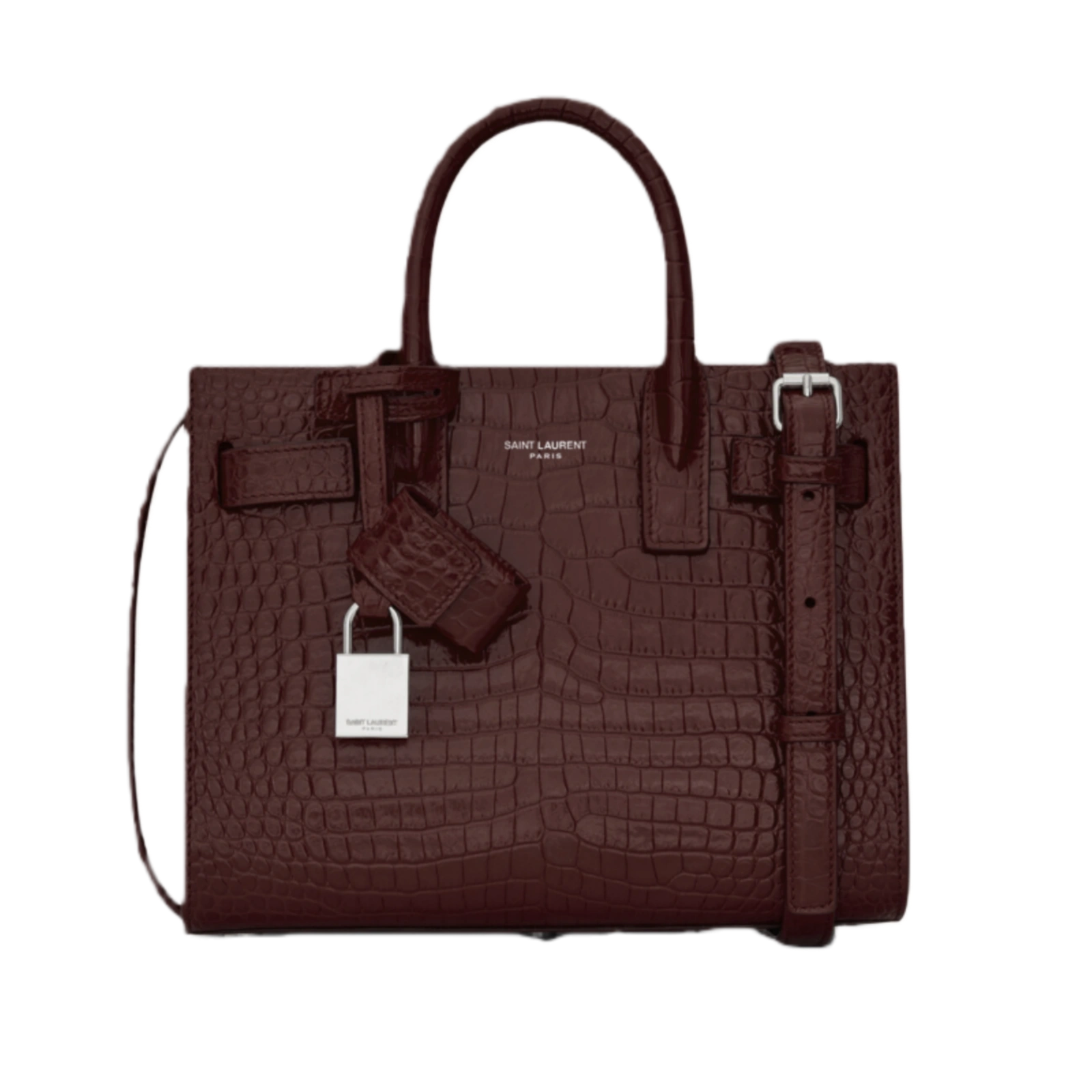 SAC DE JOUR IN CROCODILE-EMBOSSED LEATHER - NANO /BABY ROUGE LEGION - 392035DND1N6475