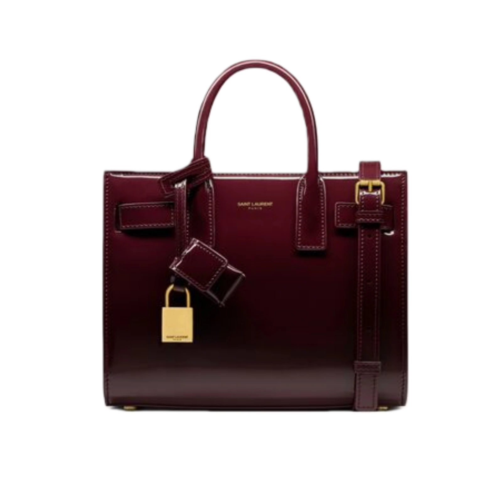 SAC DE JOUR IN PATENT LEATHER - NANO DARK RED WINE - 398711B870W6413