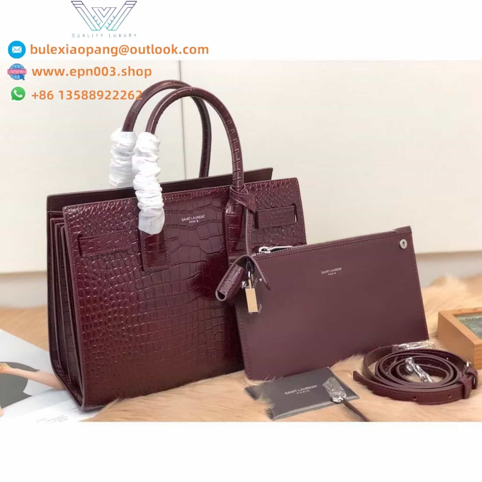 SAC DE JOUR IN CROCODILE-EMBOSSED LEATHER - NANO /BABY ROUGE LEGION - 392035DND1N6475