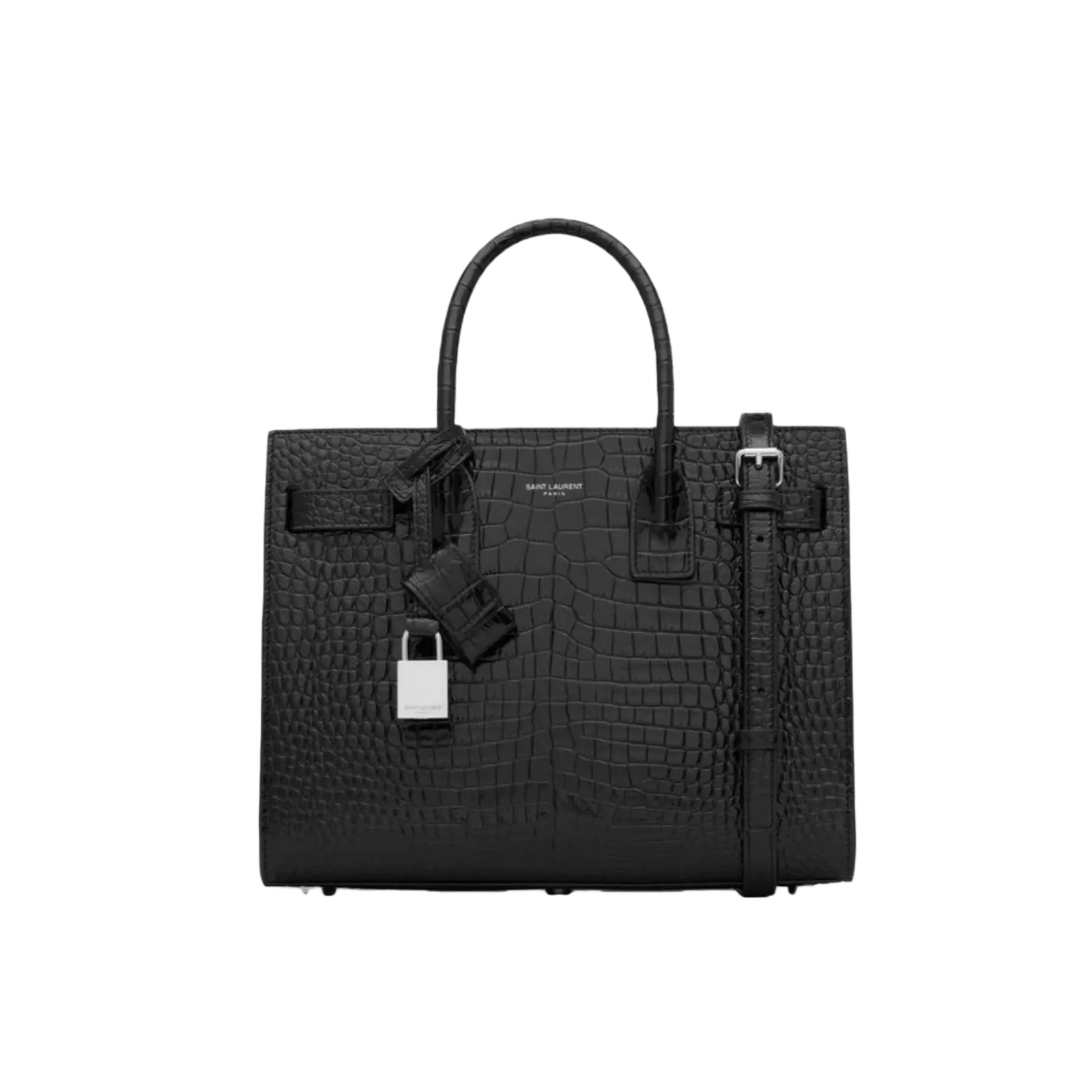 SAC DE JOUR IN CROCODILE-EMBOSSED LEATHER - NANO/BABY BLACK - 392035DND1N1000