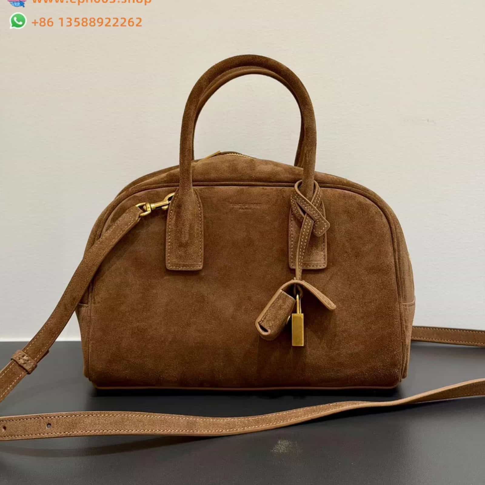 SAC DE JOUR BOSTON IN SUEDE – SMALL CARAMEL COGNAC - 8516941U80W2916