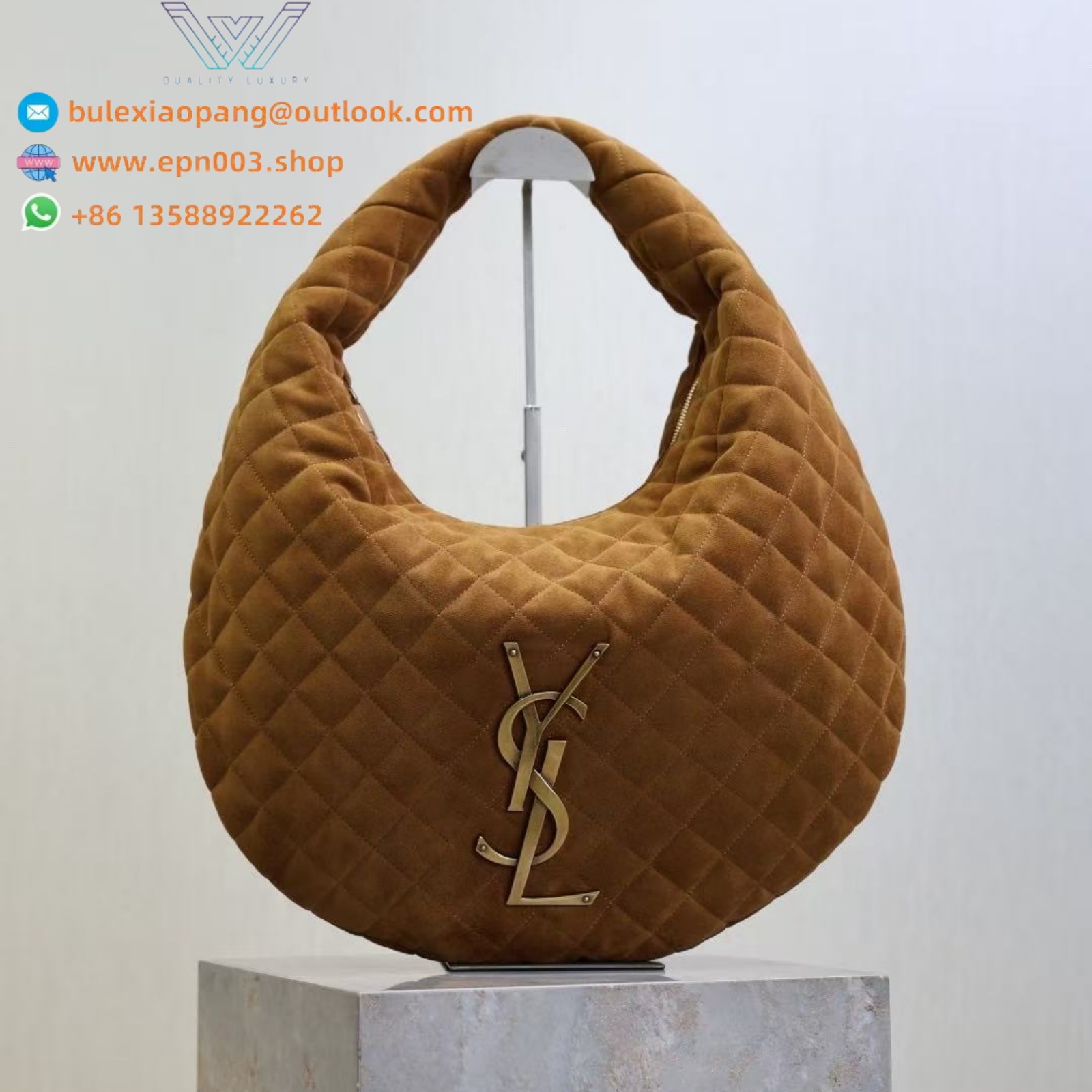 ICARE HOBO IN QUILTED SUEDE CARAMEL COGNAC - 858160AAF9P2916