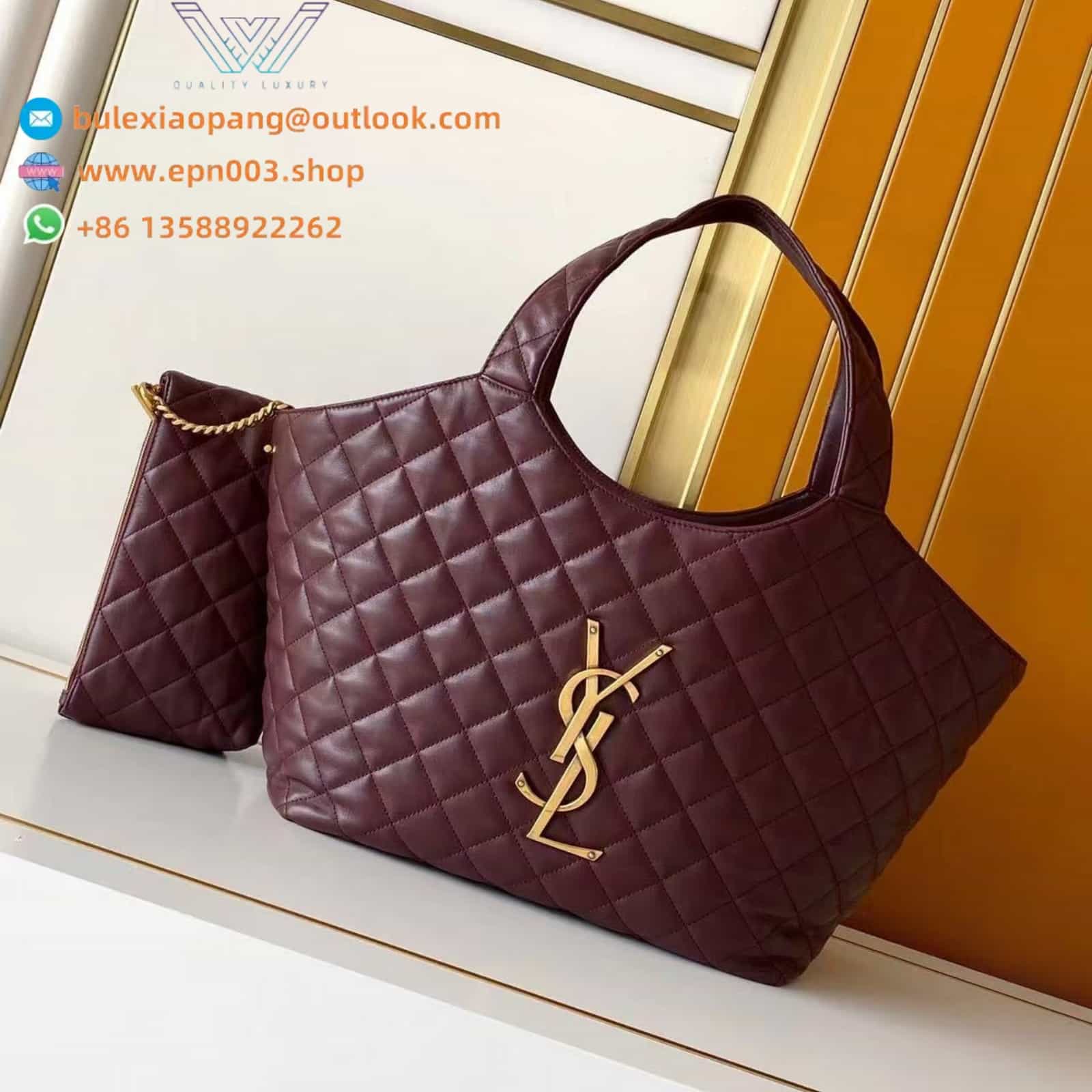 ICARE MEDIUM IN QUILTED NAPPA ROUGE CABERNET