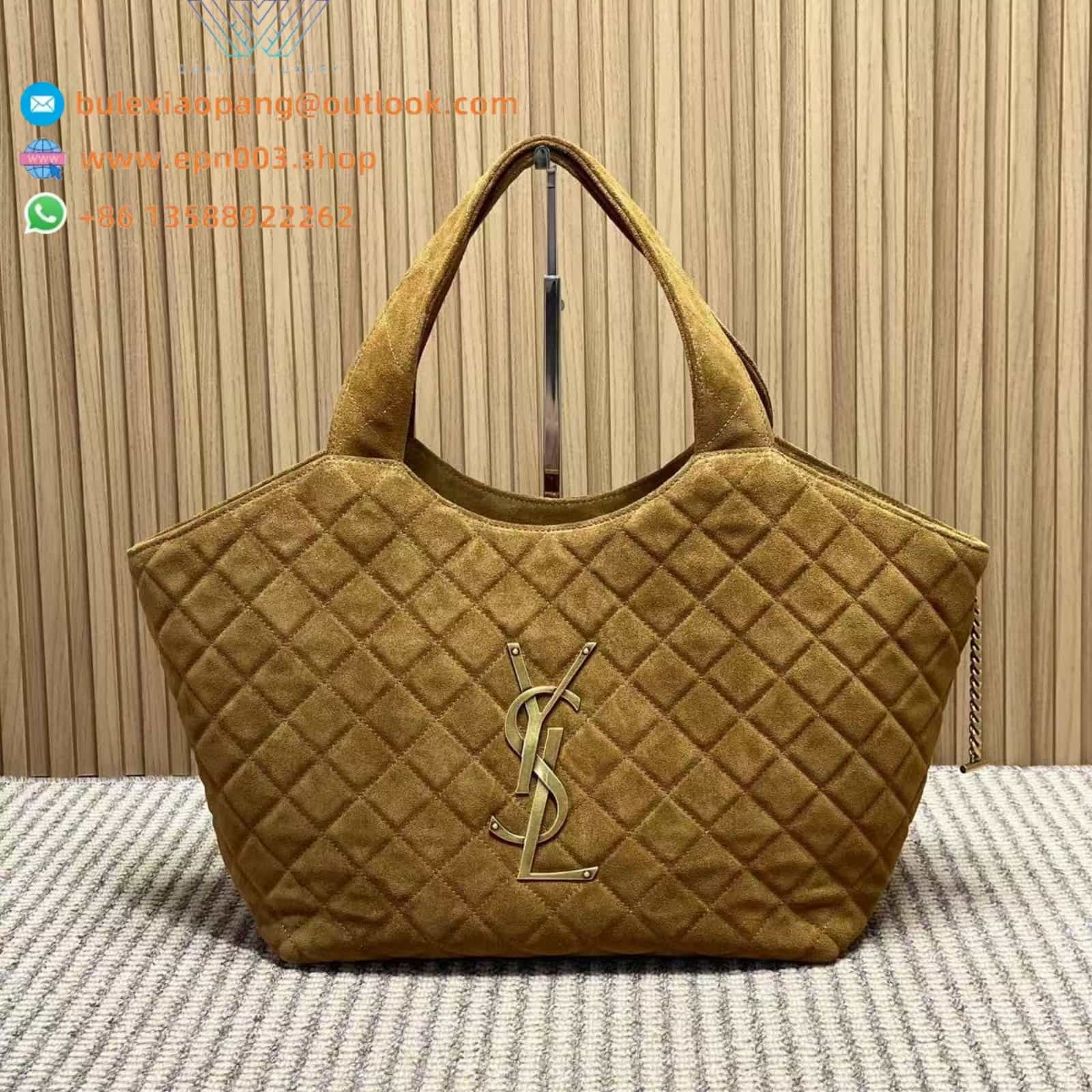 ICARE MEDIUM IN QUILTED SUEDE CARAMEL COGNAC - 858191AAF9P2916