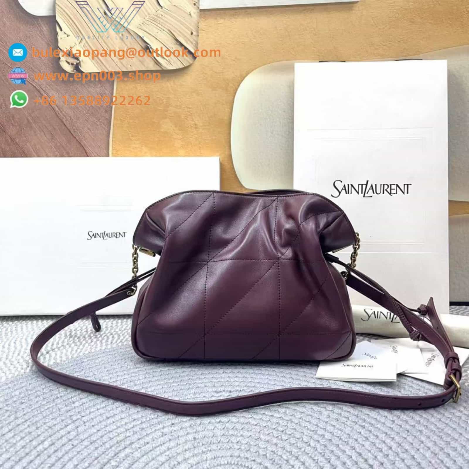 JAMIE SHOULDER POUCH IN LAMBSKIN ROUGE CABERNET - 862712AAB326195