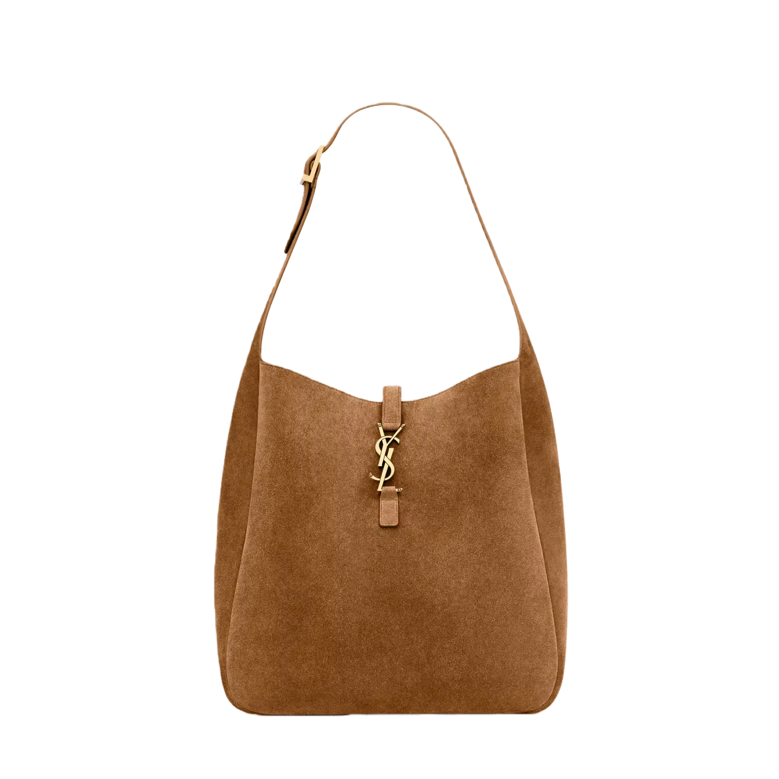 LE 5 À 7 SUPPLE LARGE IN SUEDE CARAMEL COGNAC - 8505451U80W2916