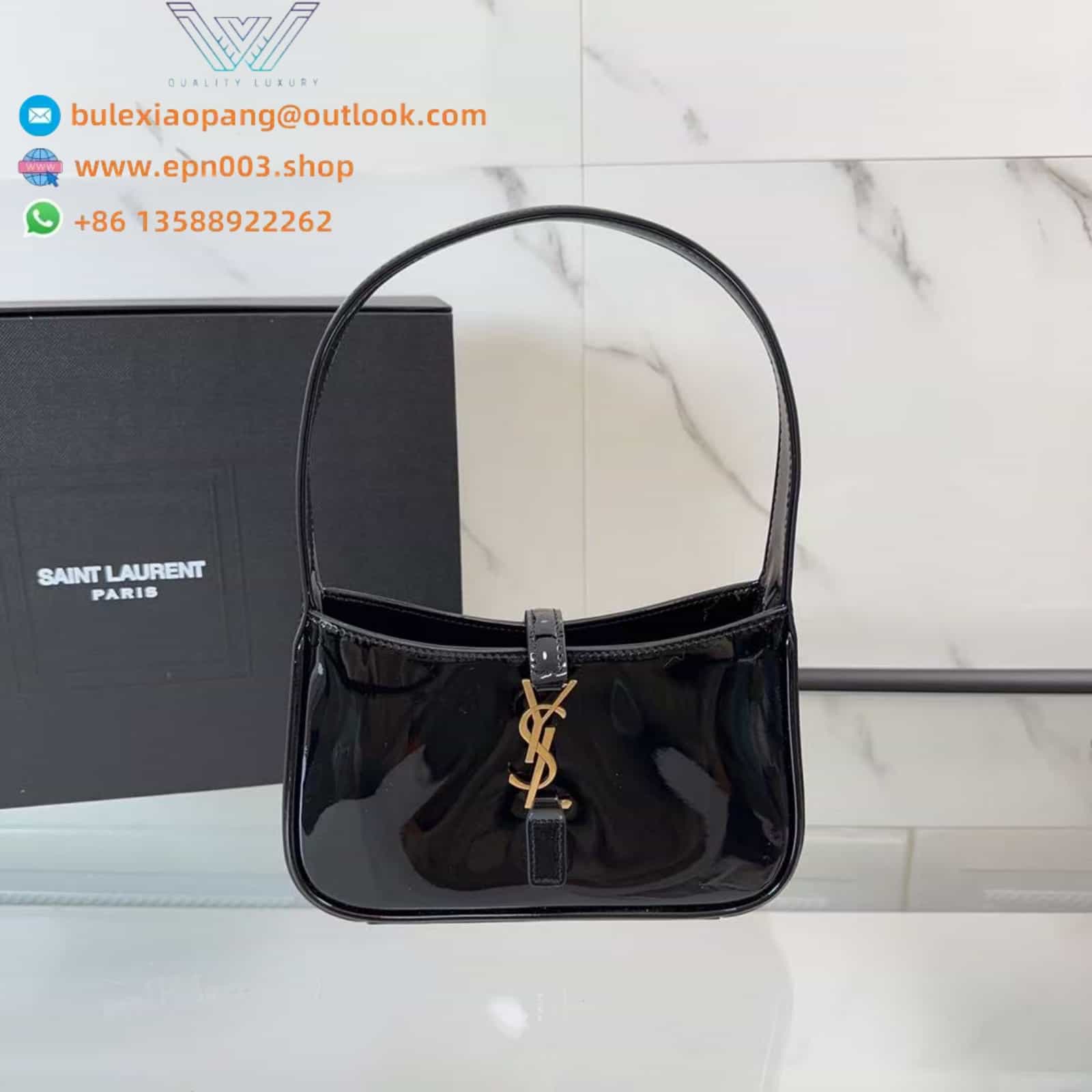 LE 5 À 7 IN PATENT LEATHER BLACK - 657228B870W1000