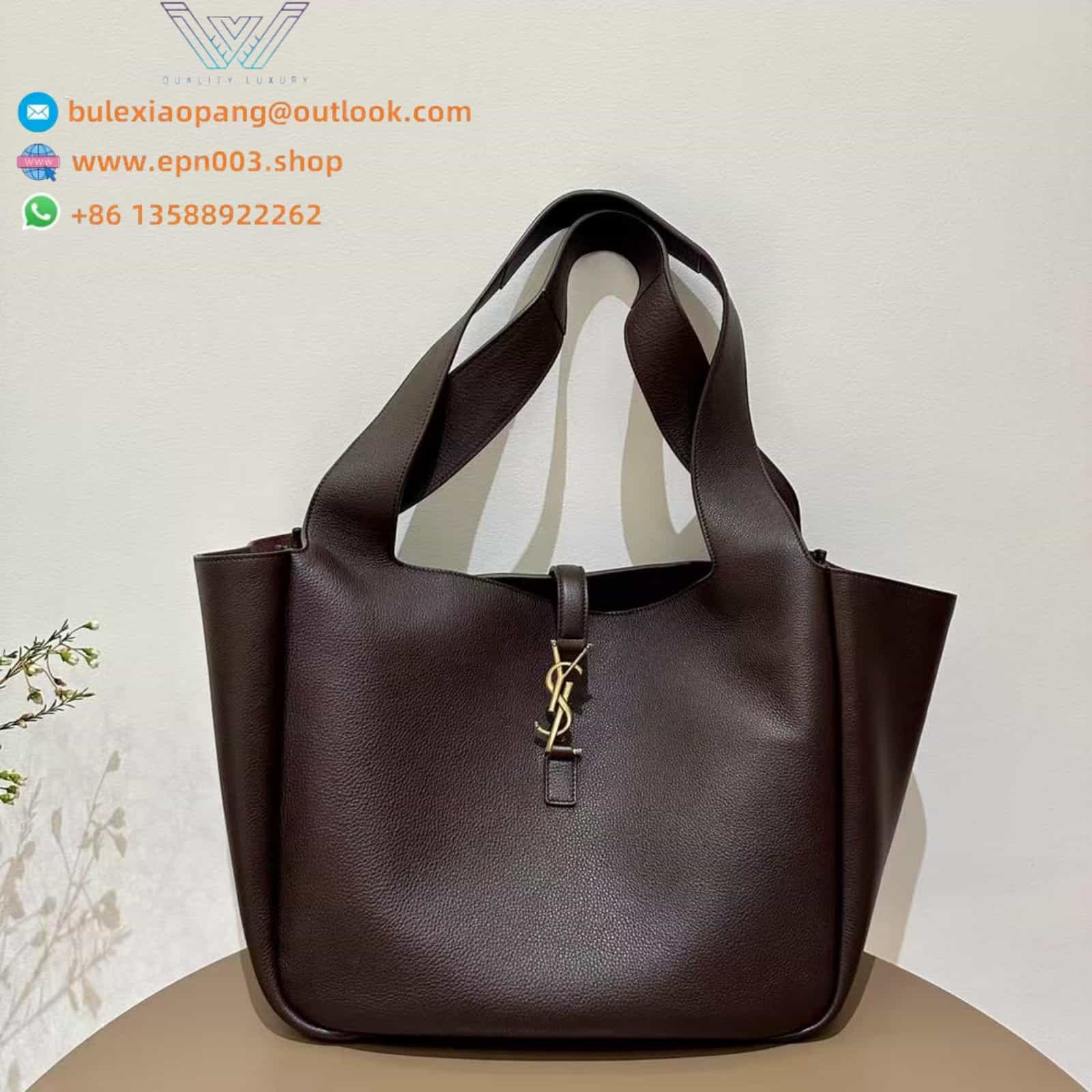 LE 5 À 7 BEA IN GRAINED LEATHER DARK BROWN - 763435AADUU2837