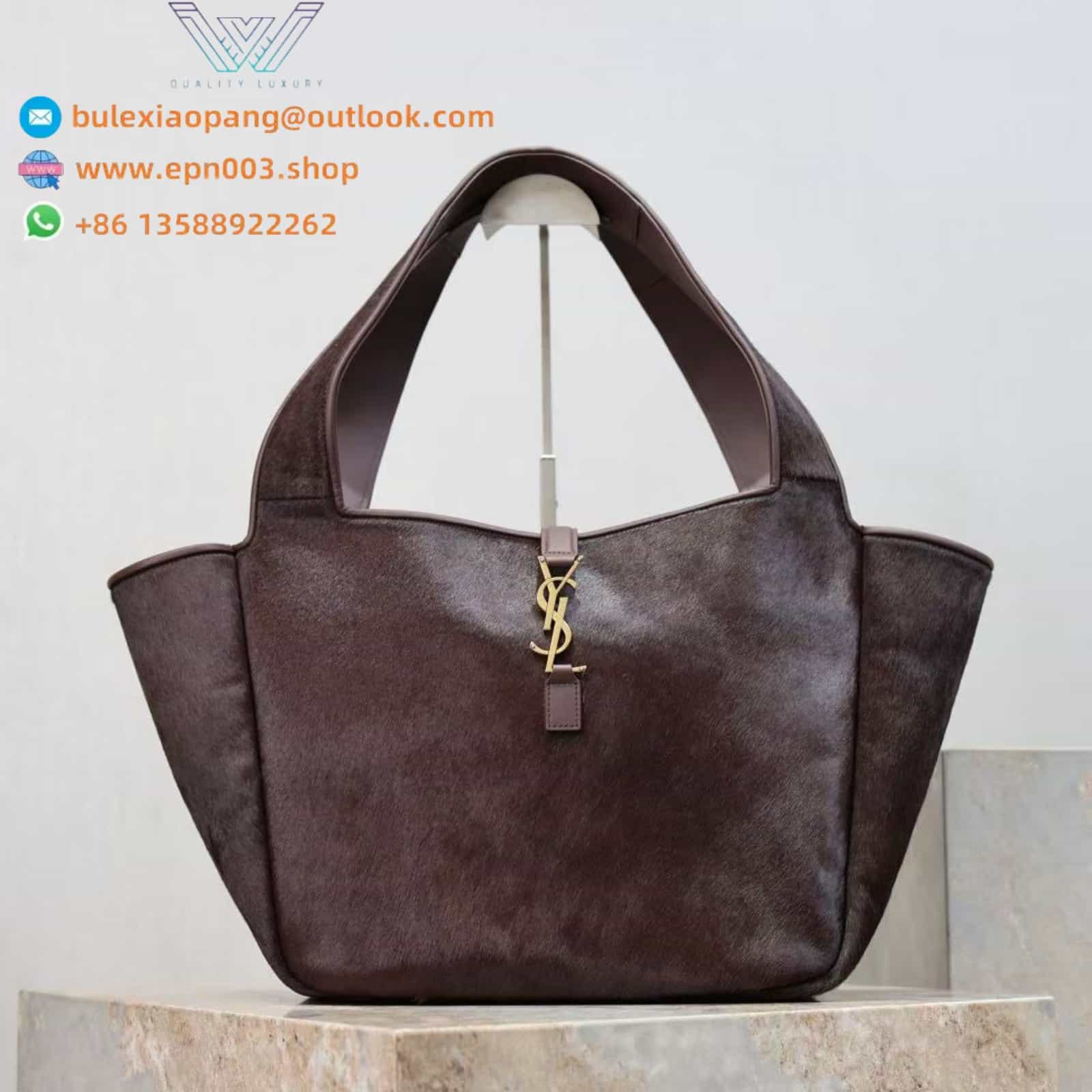 LE 5 À 7 BEA IN PONY HAIR LEATHER MOKA - 763435AAD252217
