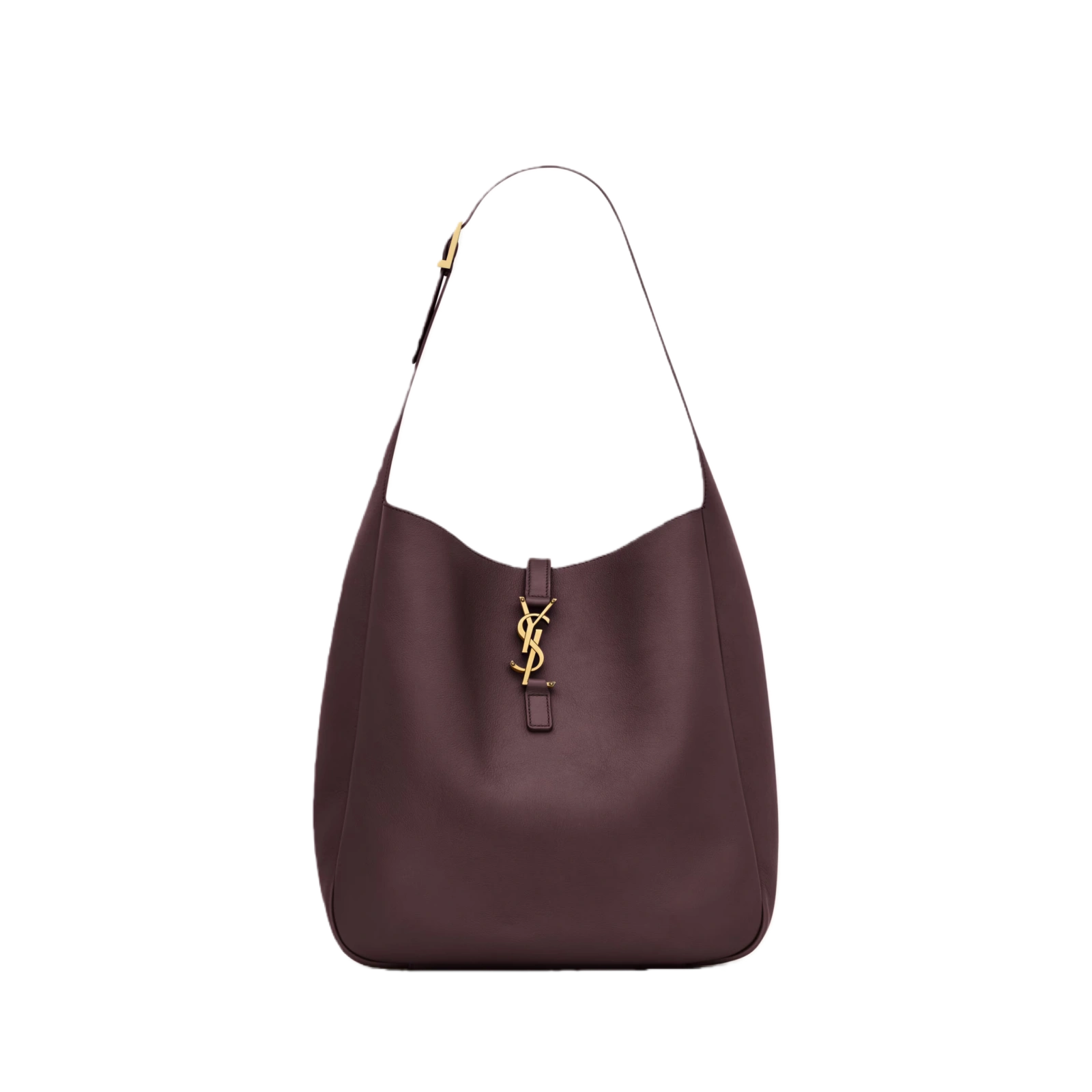 LE 5 À 7 SUPPLE LARGE IN GRAINED LEATHER RAISIN - 753837AAAUQ6988