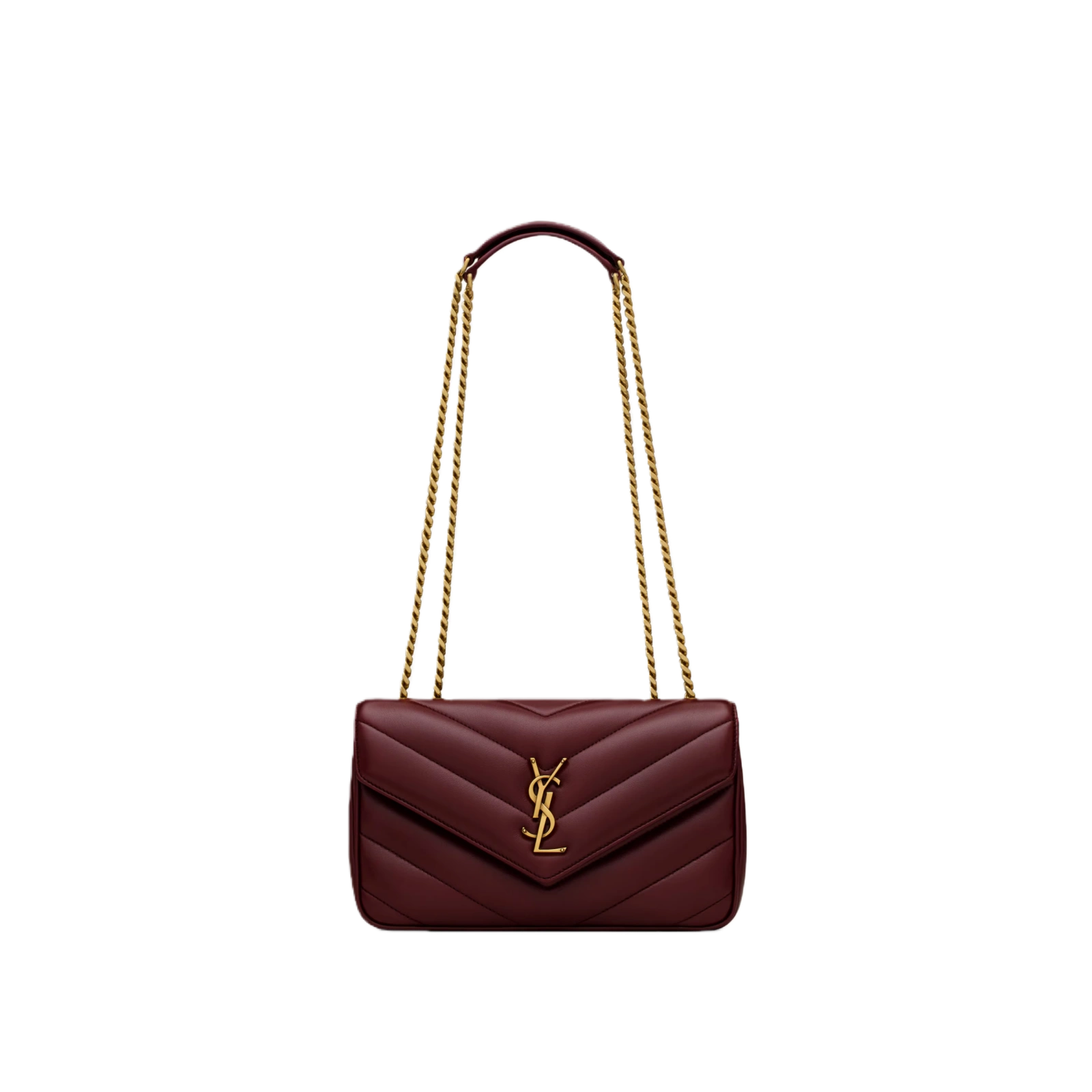 LOULOU MINI/SMALL IN MATELASSÉ LAMBSKIN ROUGE CABERNET - 801437AAEAX6197