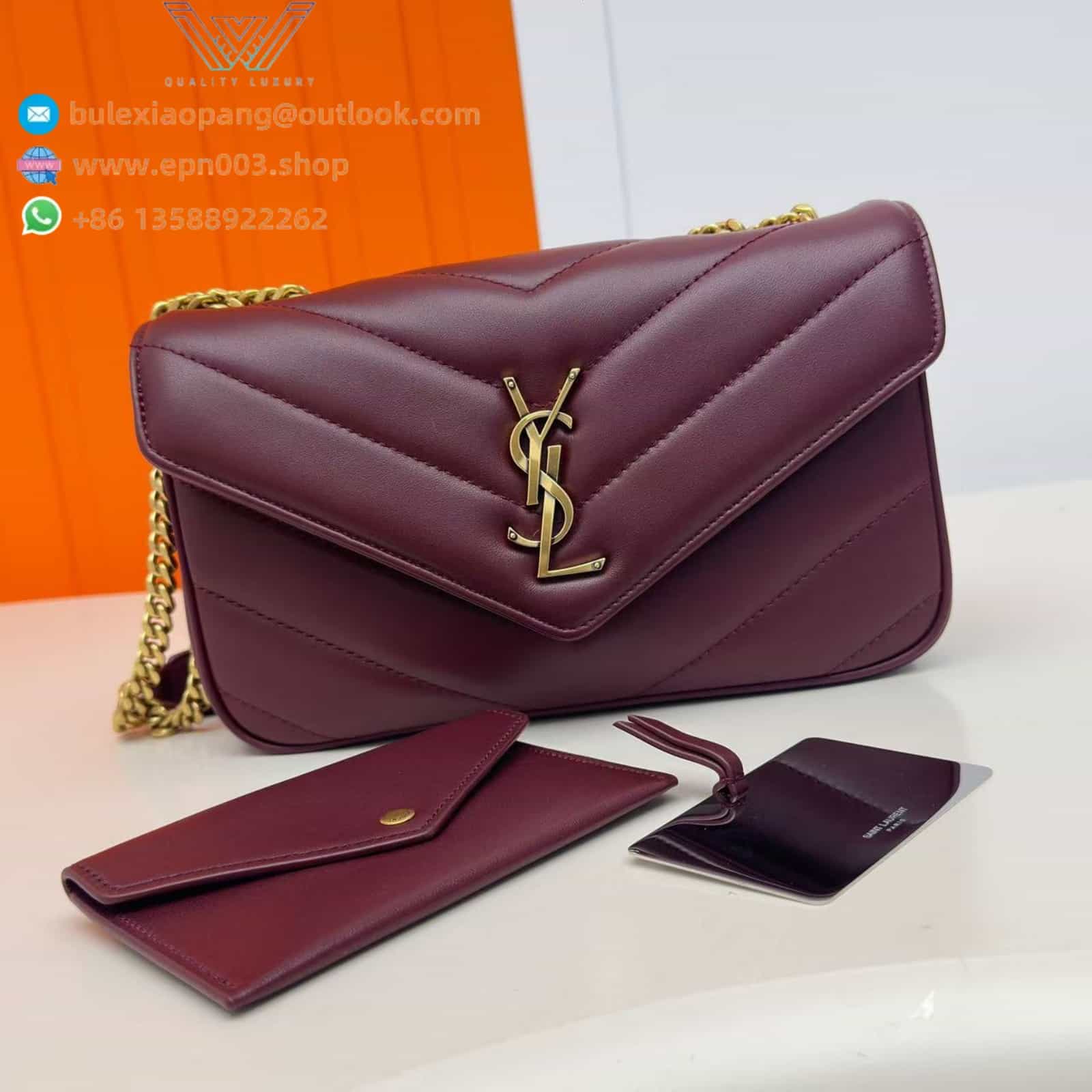 LOULOU MINI/SMALL IN MATELASSÉ LAMBSKIN ROUGE CABERNET - 801437AAEAX6197
