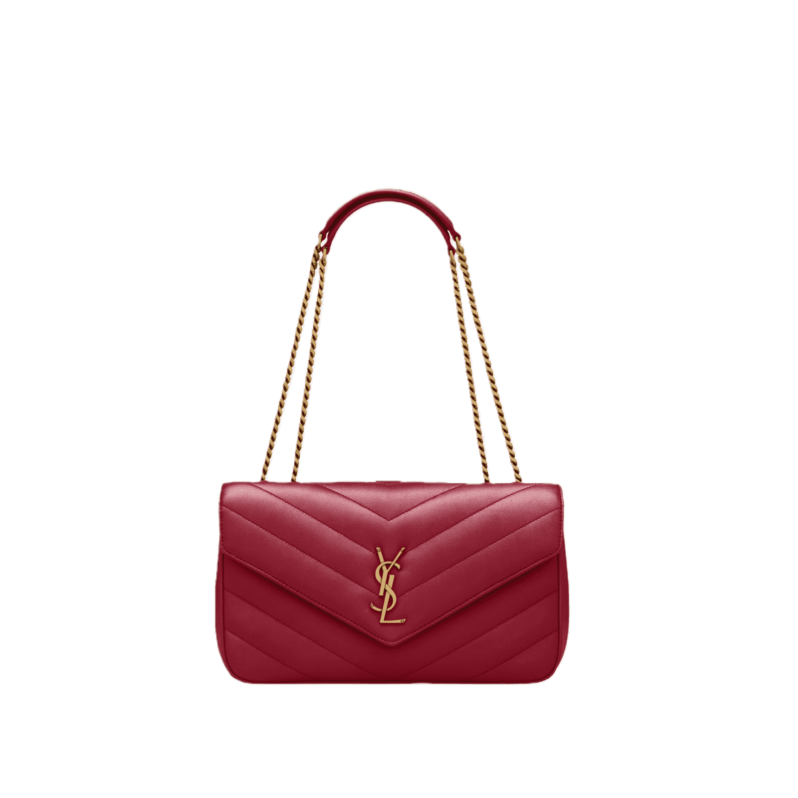 LOULOU MEDIUM IN MATELASSÉ LAMBSKIN DEEPLY RED - 801439AAEAX6946