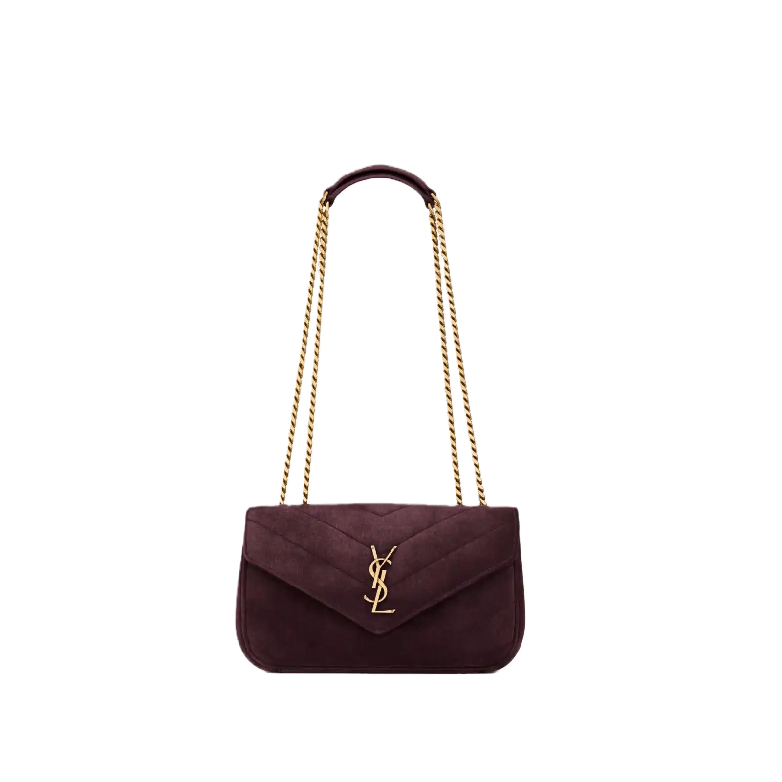 LOULOU SMALL/MEDIUM IN MATELASSÉ SUEDE SMOKY BURGUNDY - 801439AAEY66766