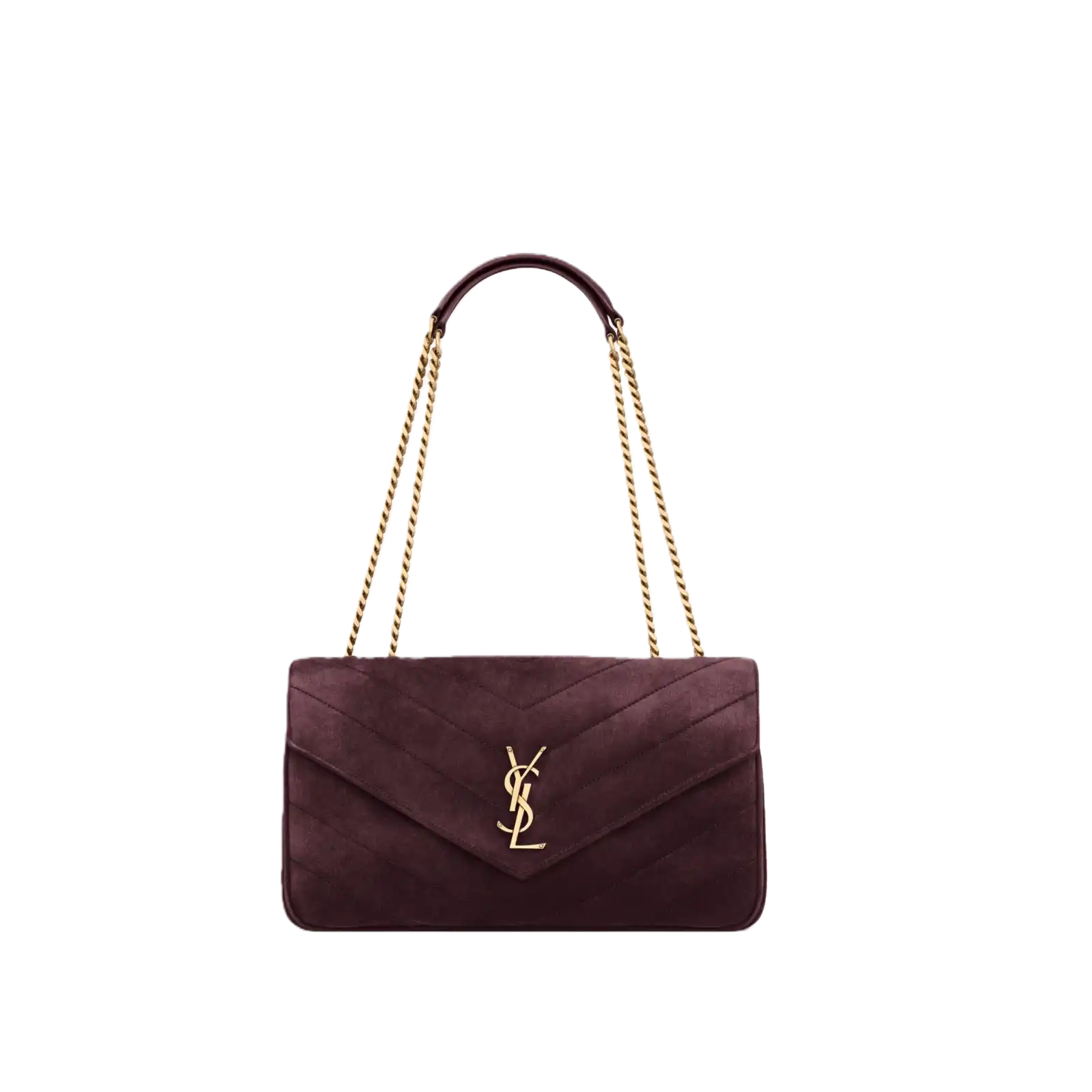 LOULOU SMALL/MEDIUM IN MATELASSÉ SUEDE SMOKY BURGUNDY - 801439AAEY66766