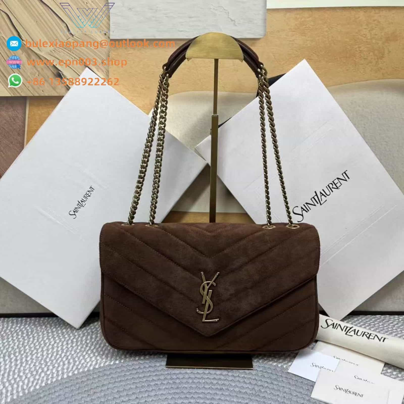 LOULOU MINI/ SMALL MATELASSÉ SUEDE BROWN COFFEE - 871618AAEY62358