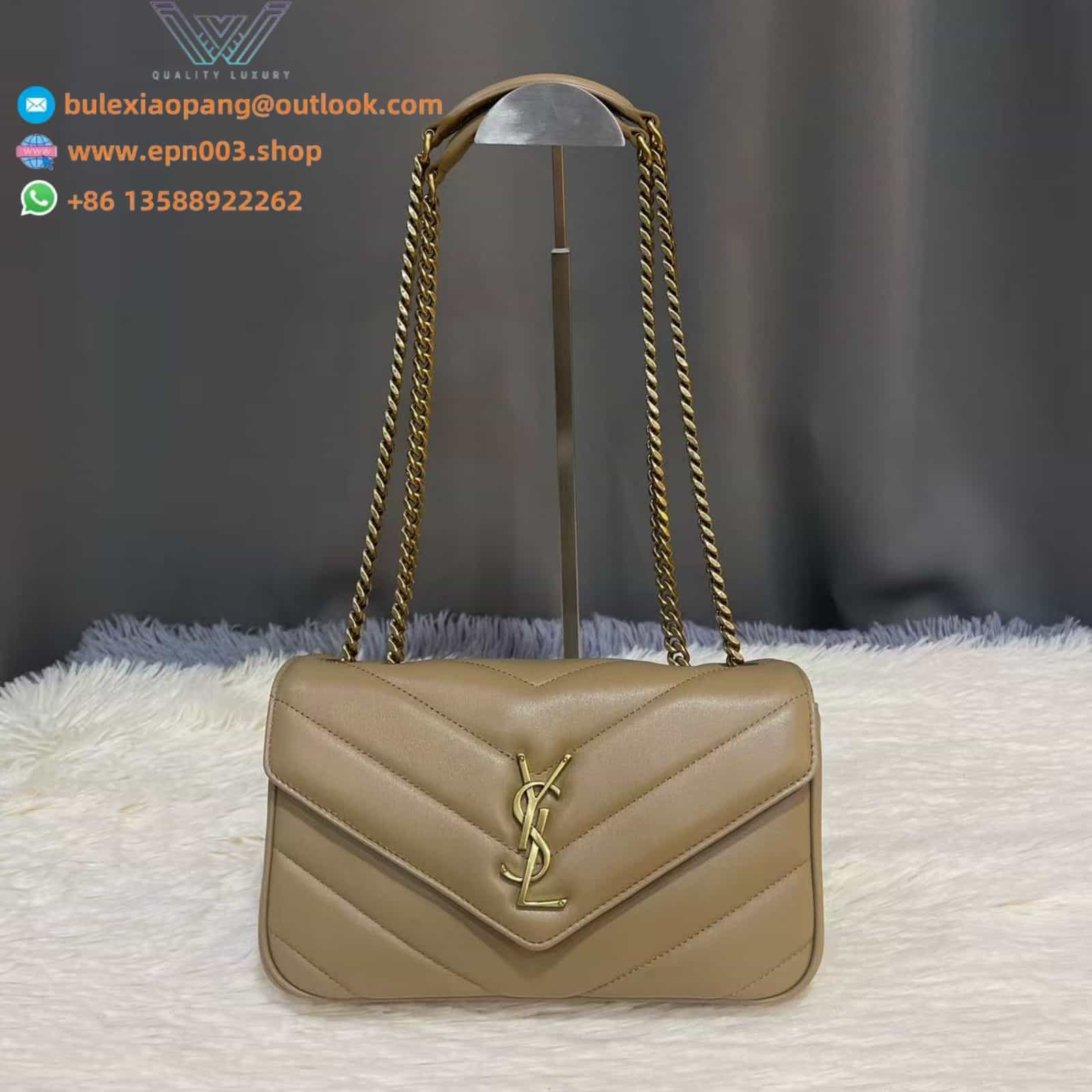 LOULOU MINI/SMALL IN MATELASSÉ LAMBSKIN NATURAL TAN - 801437AAEAX2357