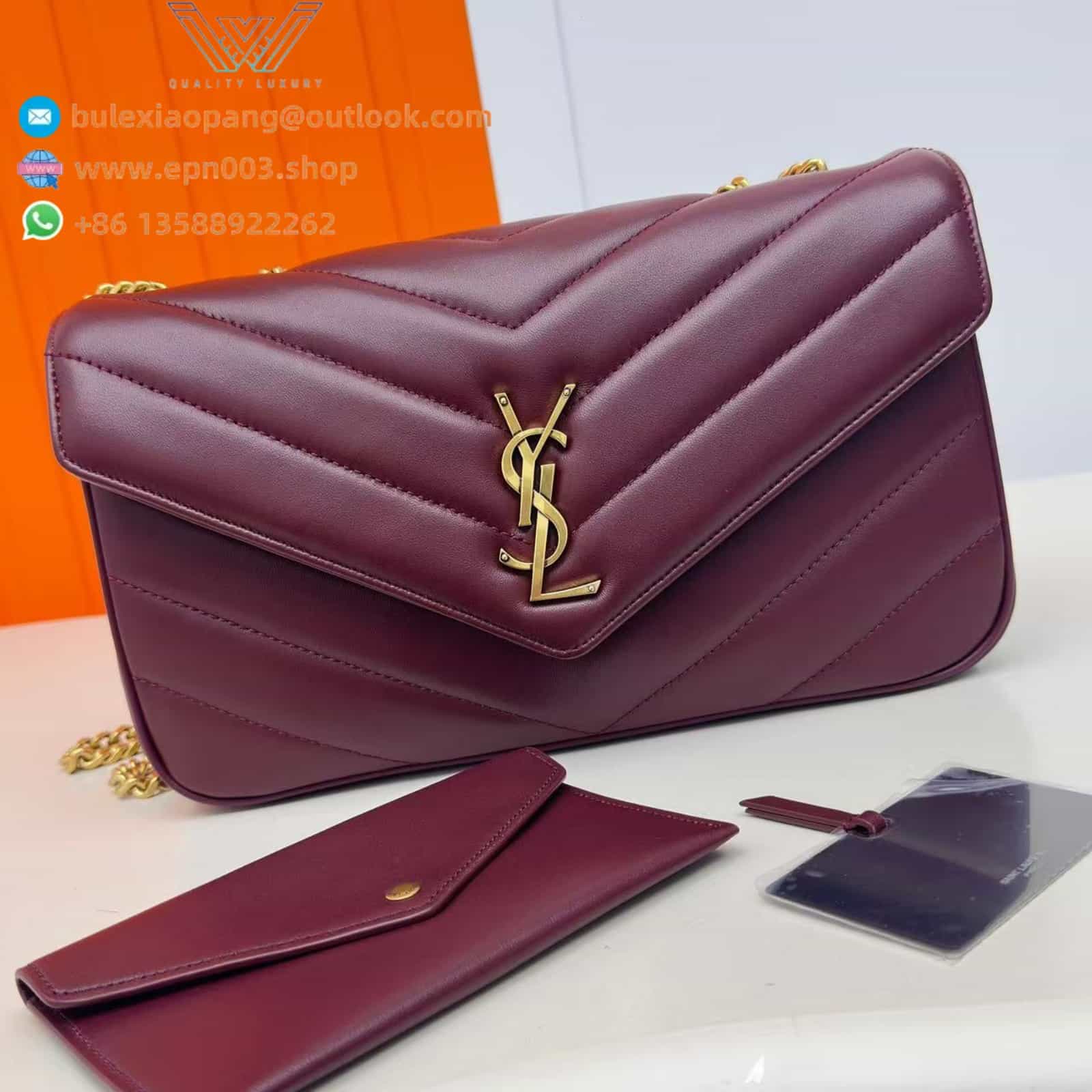 LOULOU LARGE IN MATELASSÉ LAMBSKIN ROUGE CABERNET - 803541AAEAX6197