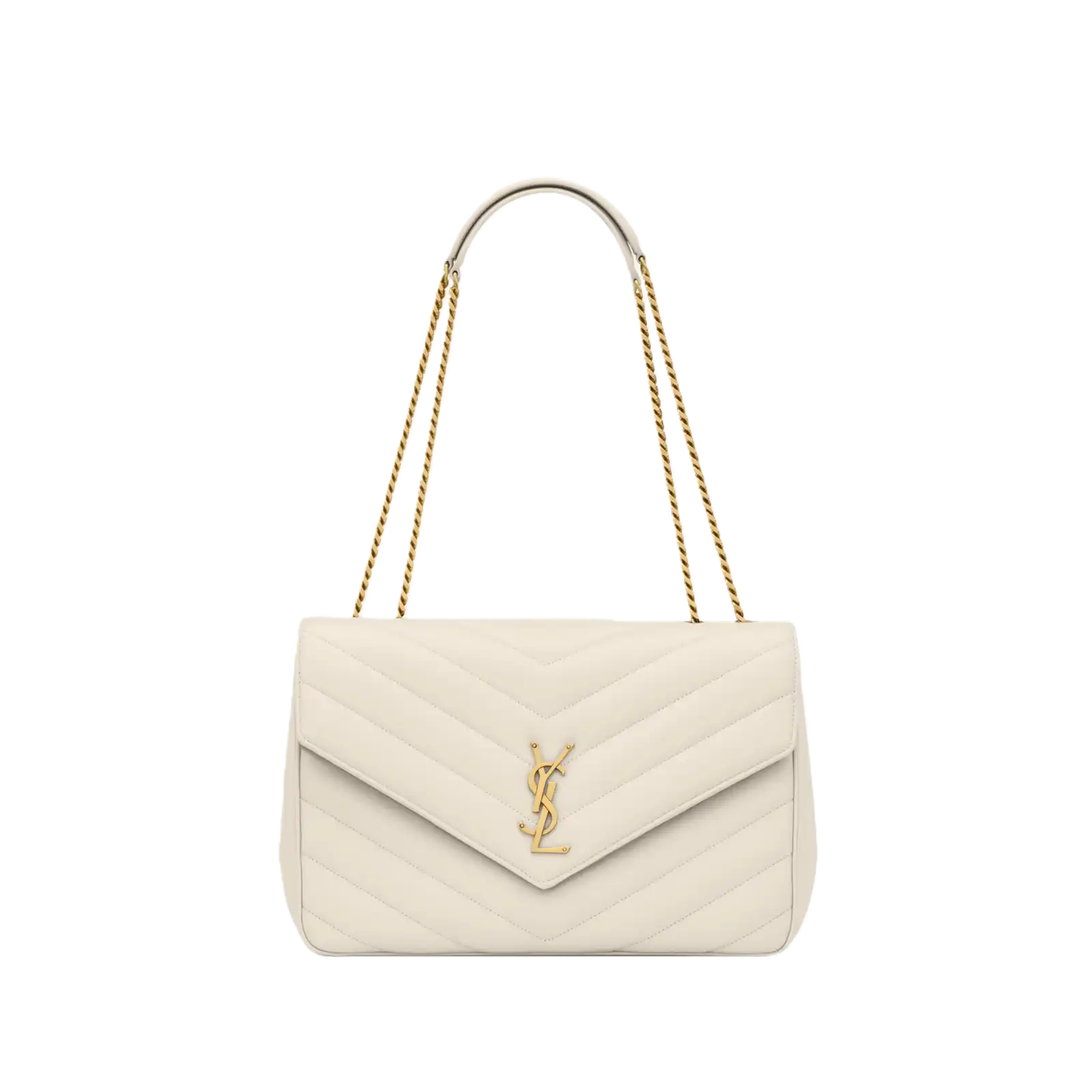 LOULOU MEDIUM/LARGE IN MATELASSÉ LAMBSKIN WHITE - 803541AAEAX9207