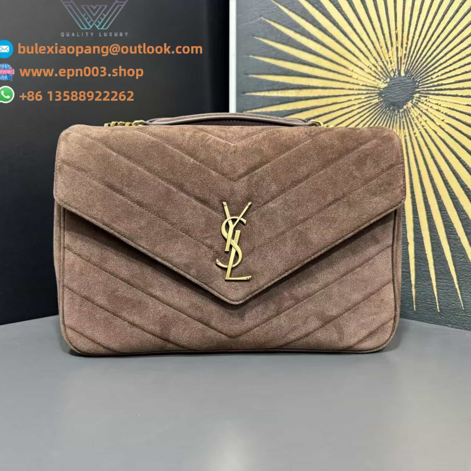 LOULOU LARGE IN MATELASSÉ SUEDE BROWN COFFEE - 803541AAEY62358
