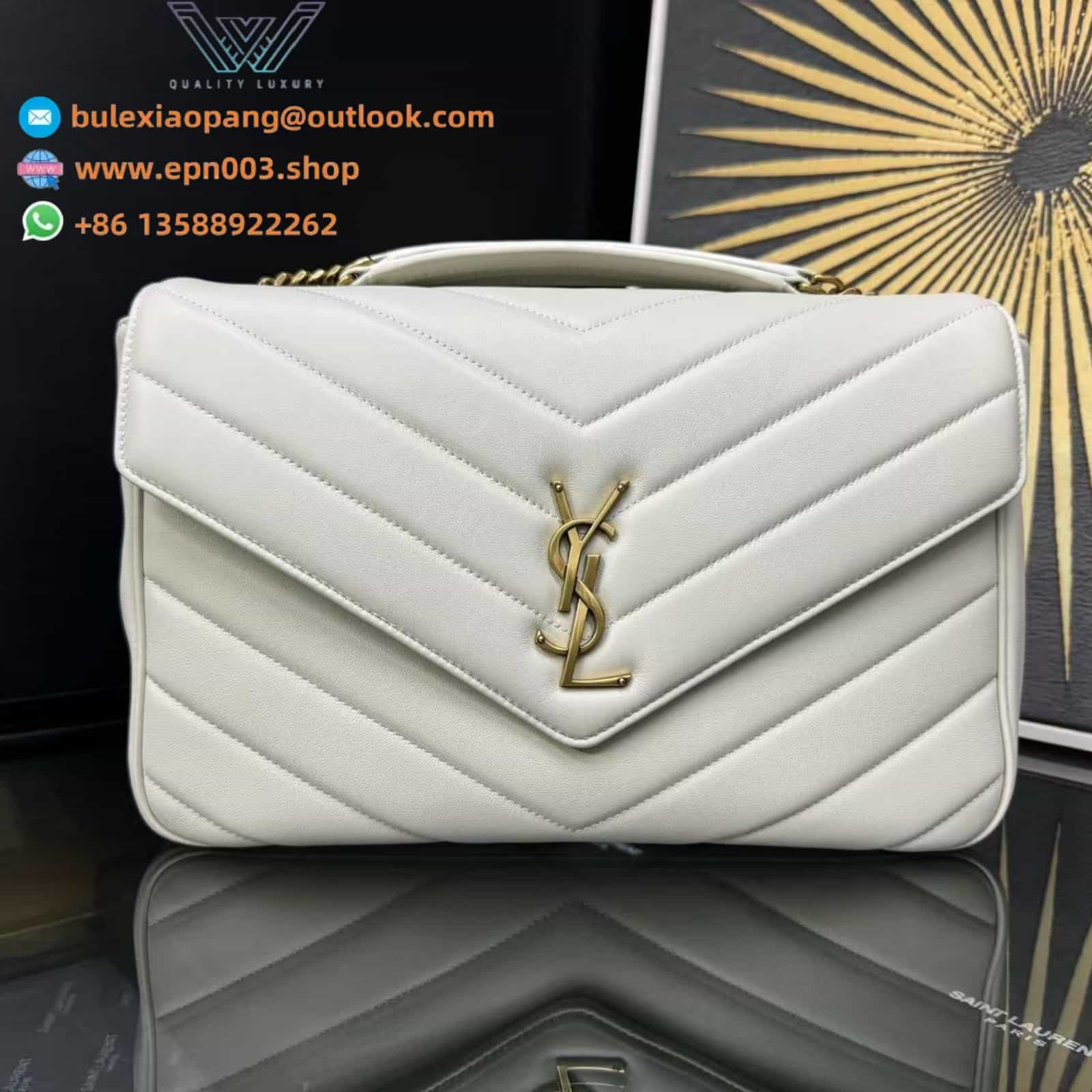 LOULOU MEDIUM/LARGE IN MATELASSÉ LAMBSKIN WHITE - 803541AAEAX9207